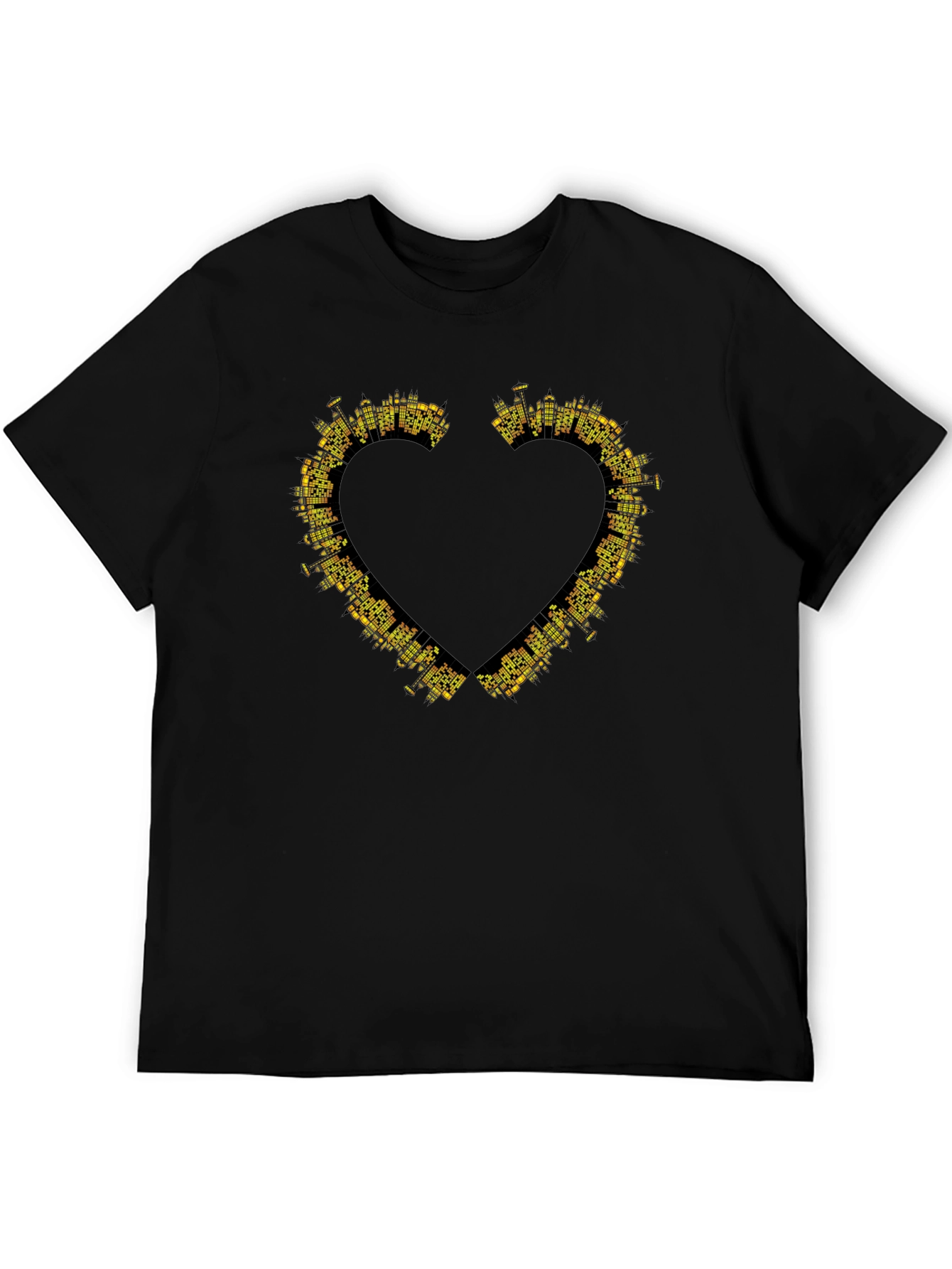 Black City Skyline Heart Tee - Black view 5