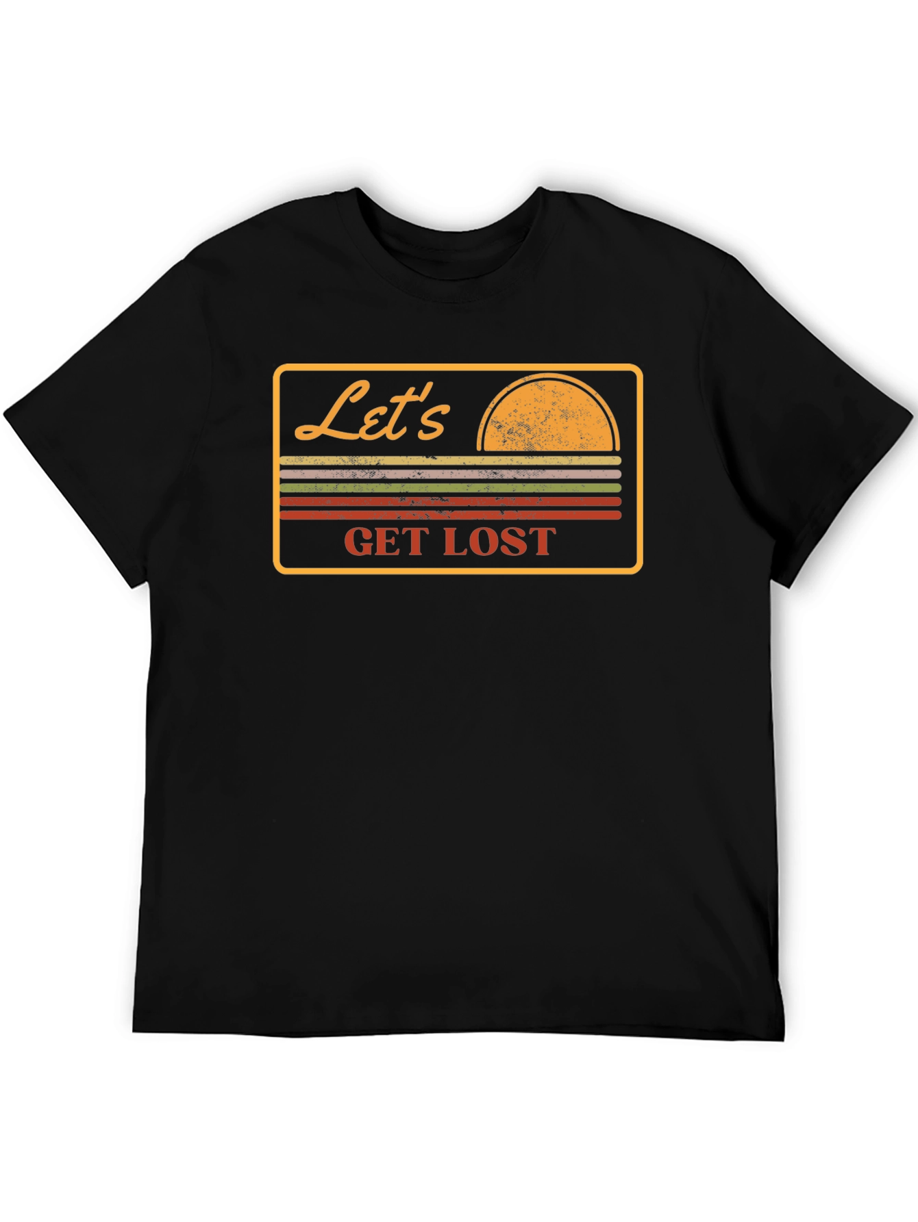 Black Let's Get Lost Retro Graphic T-Shirt view 5
