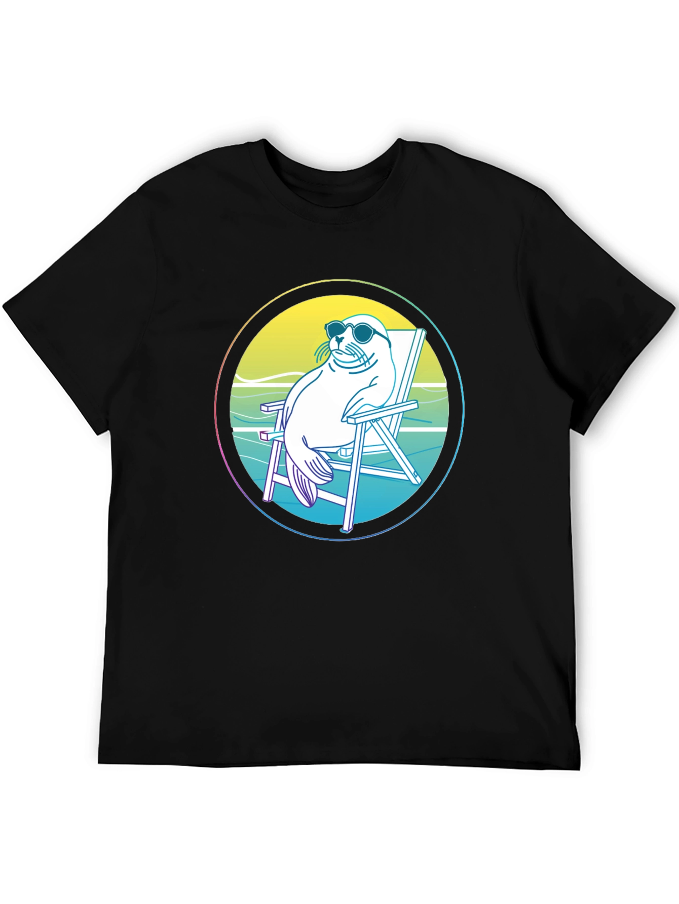 Black Relaxed Seal T-Shirt - Beach Vibes view 5