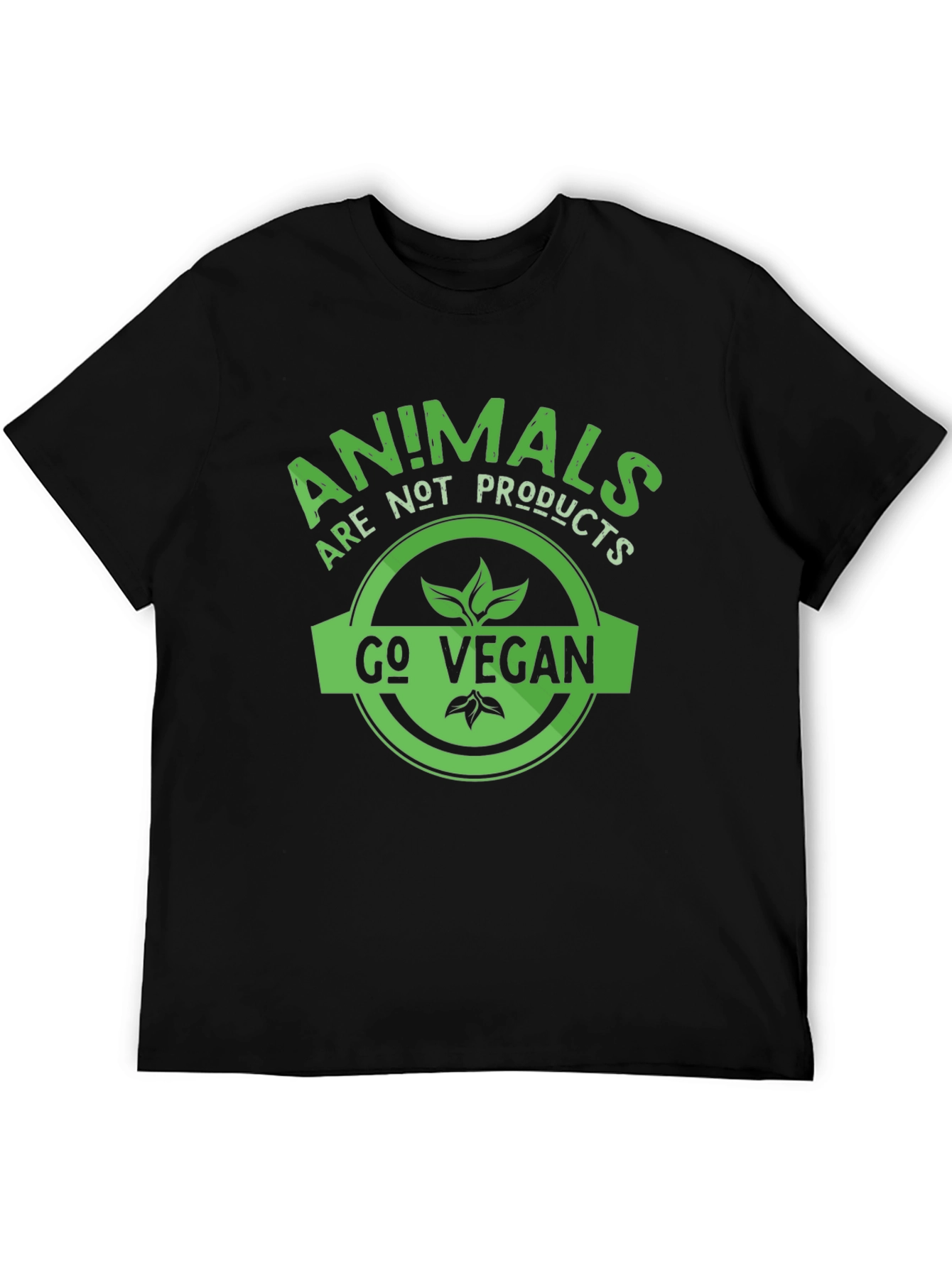 Black Vegan Slogan T-Shirt - Animals Are Not Products view 5