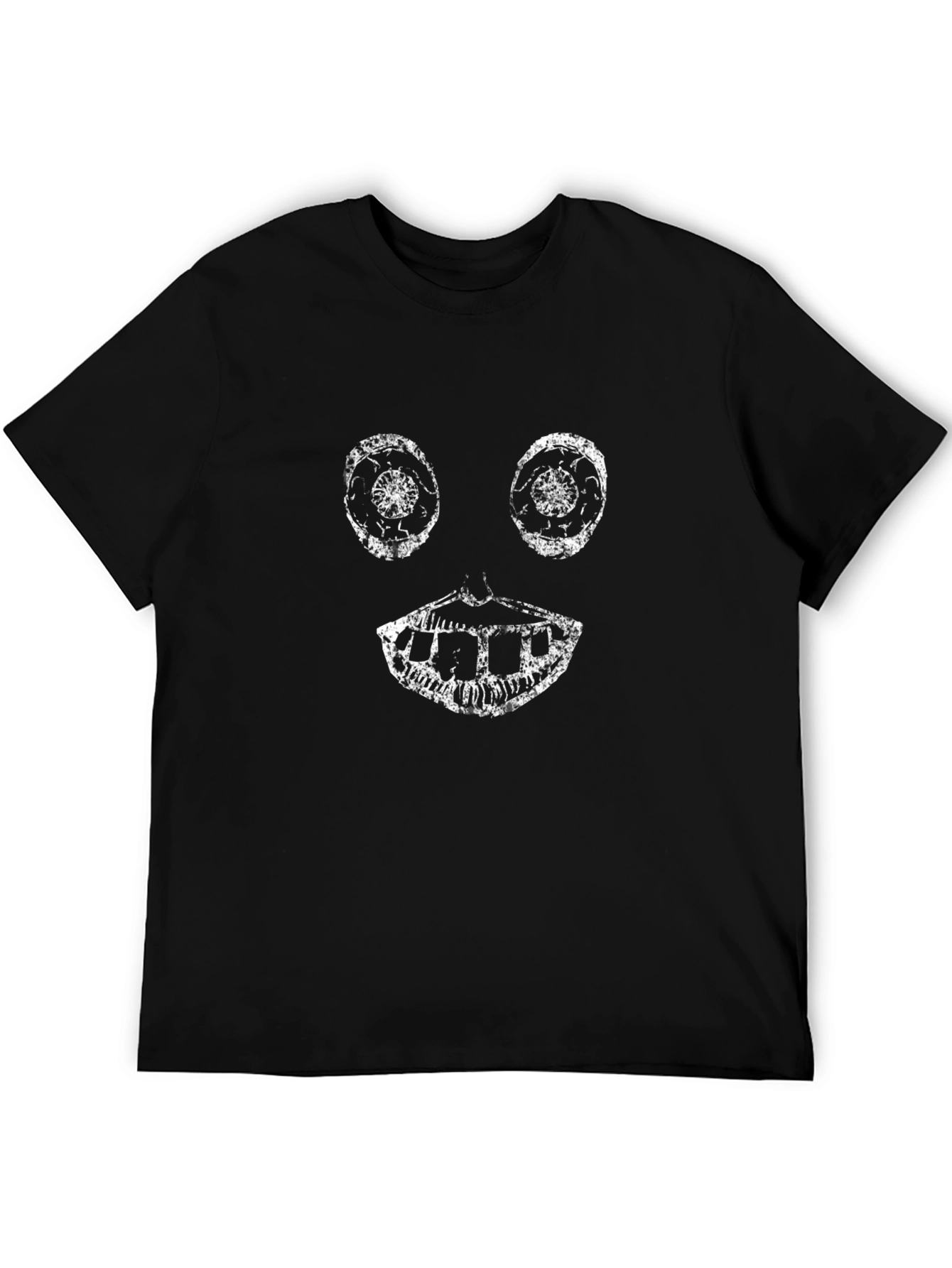Black Creepy Face Black T-Shirt view 5