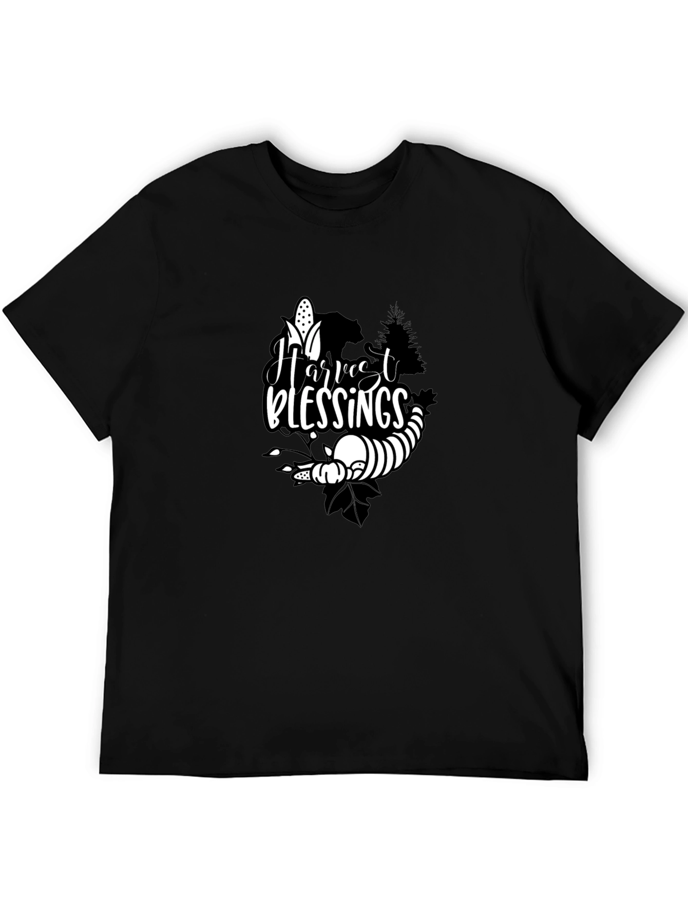 Black Harvest Blessings Black T-Shirt view 5