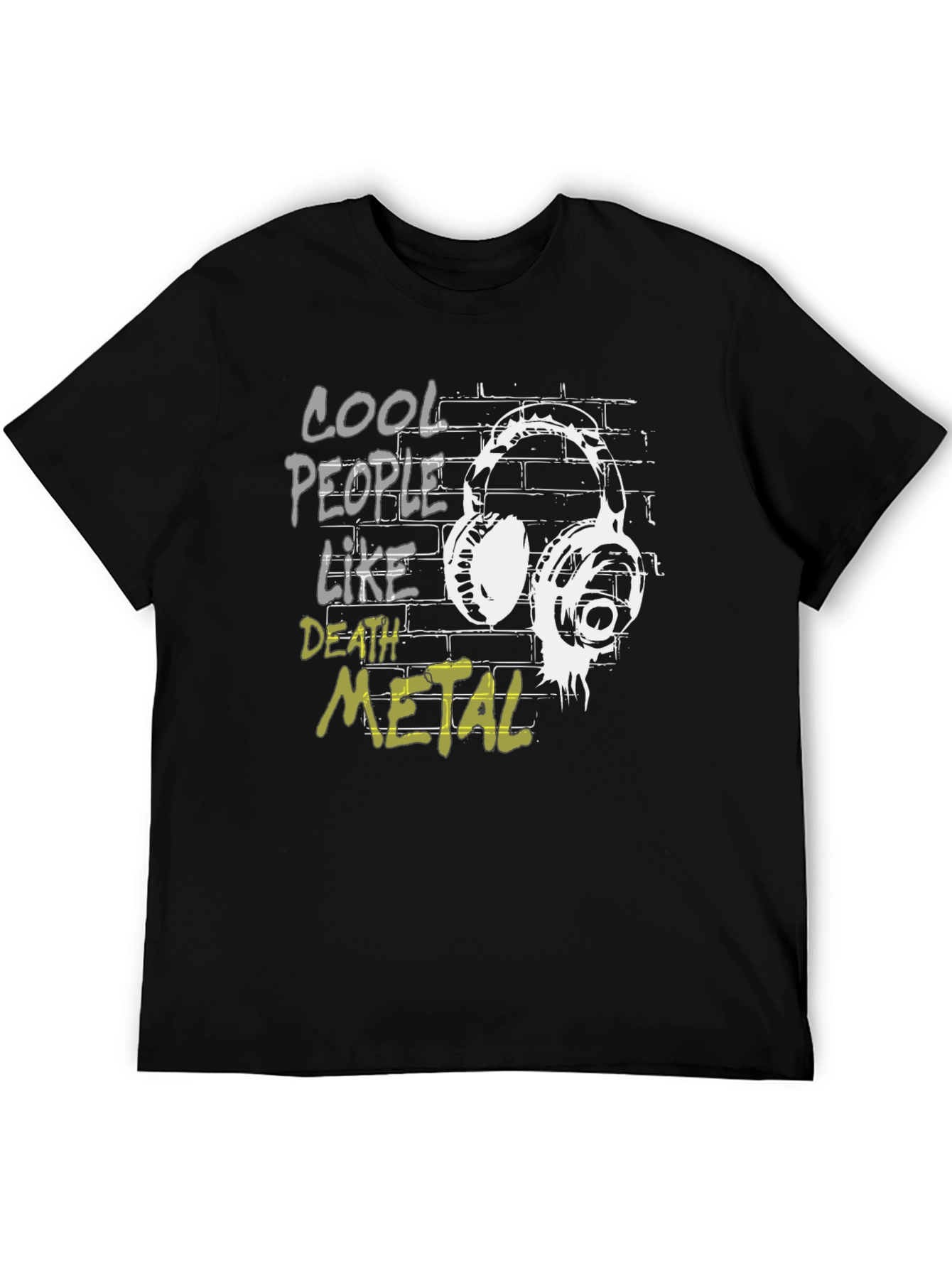 Black Cool People Like Death Metal Graphic T-Shirt view 5