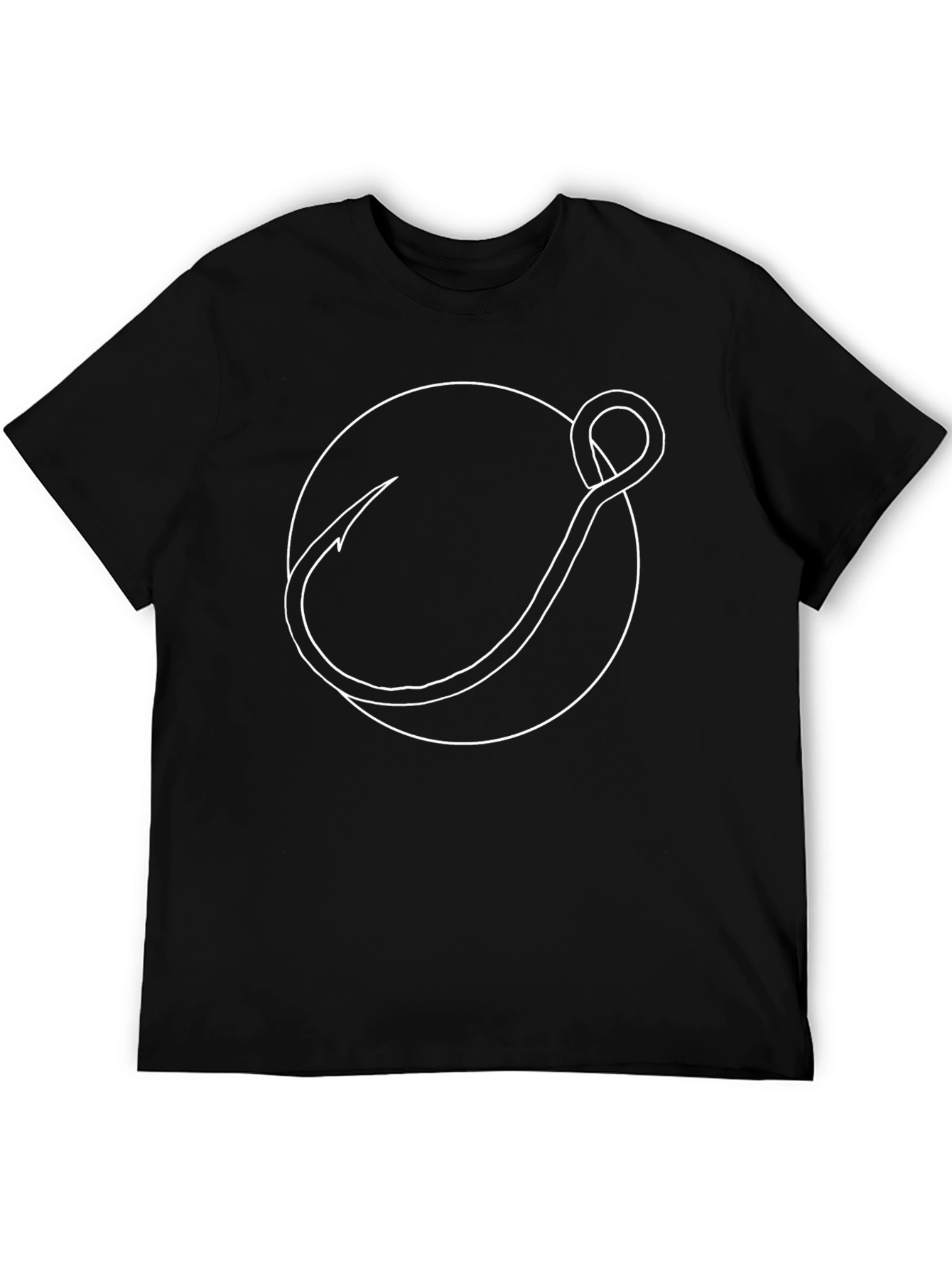 Black Fishing Hook Graphic Tee - Black Cotton T-Shirt view 5