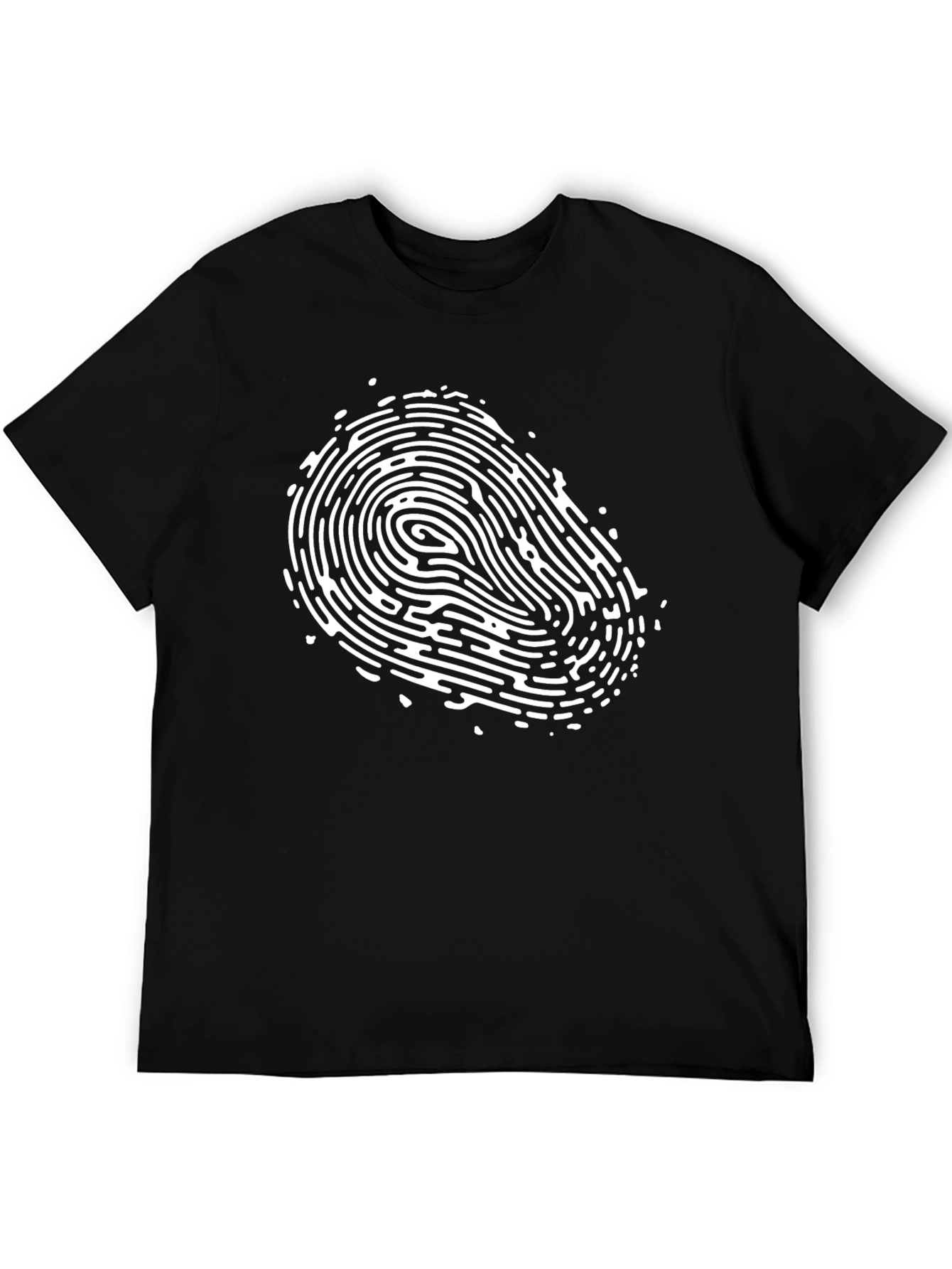 Black Fingerprint Graphic Print Crew Neck T-Shirt view 5