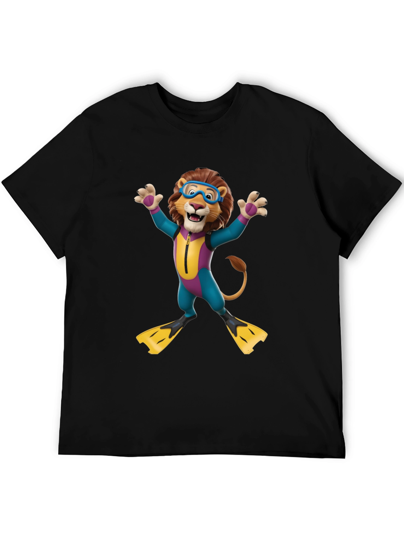 Black Lion Scuba Diver Graphic Tee - Fun & Unique Design view 5