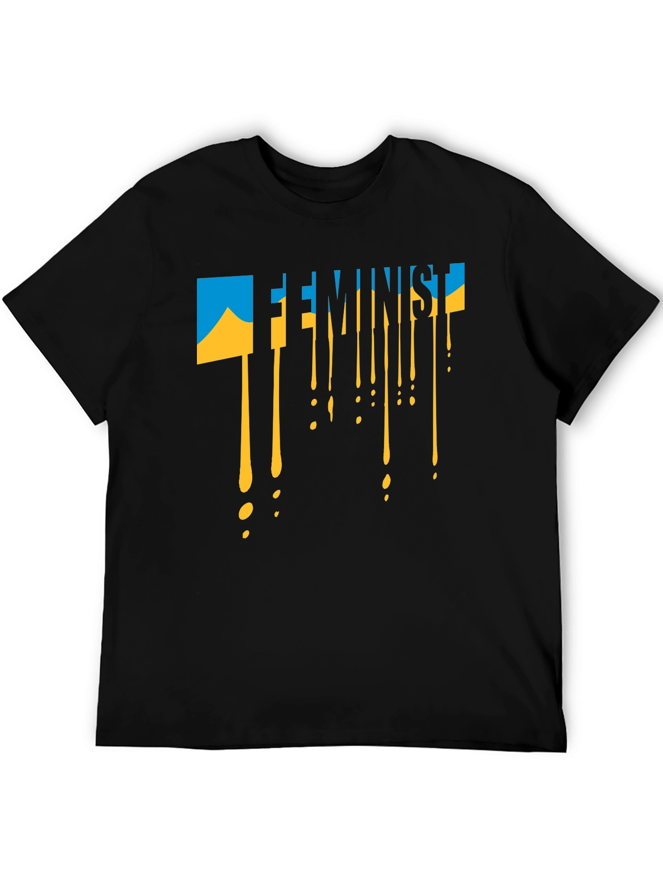 Black Feminist Ukraine Flag Drip T-Shirt view 5