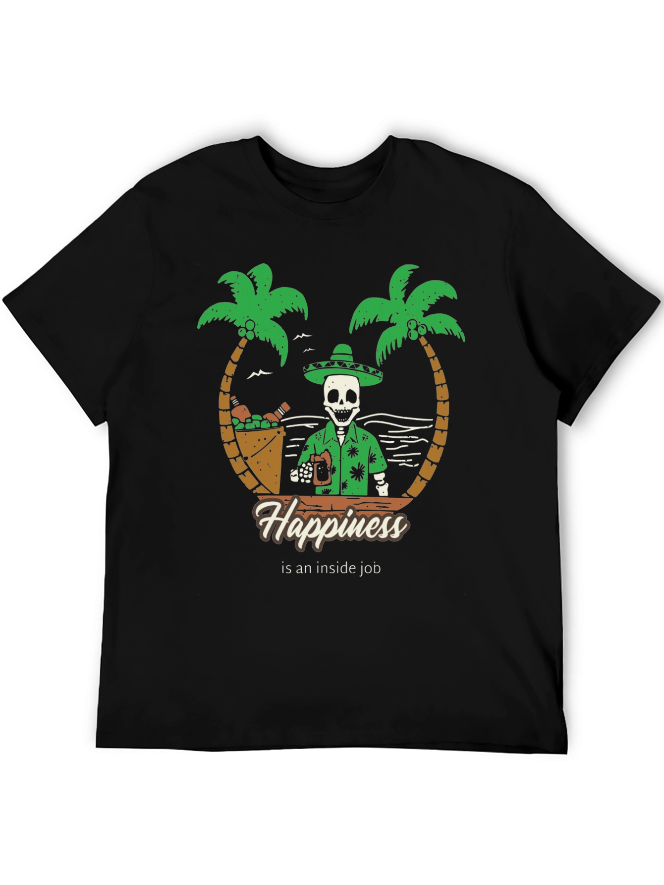 Black Happiness Inside Job Skeleton T-Shirt view 5