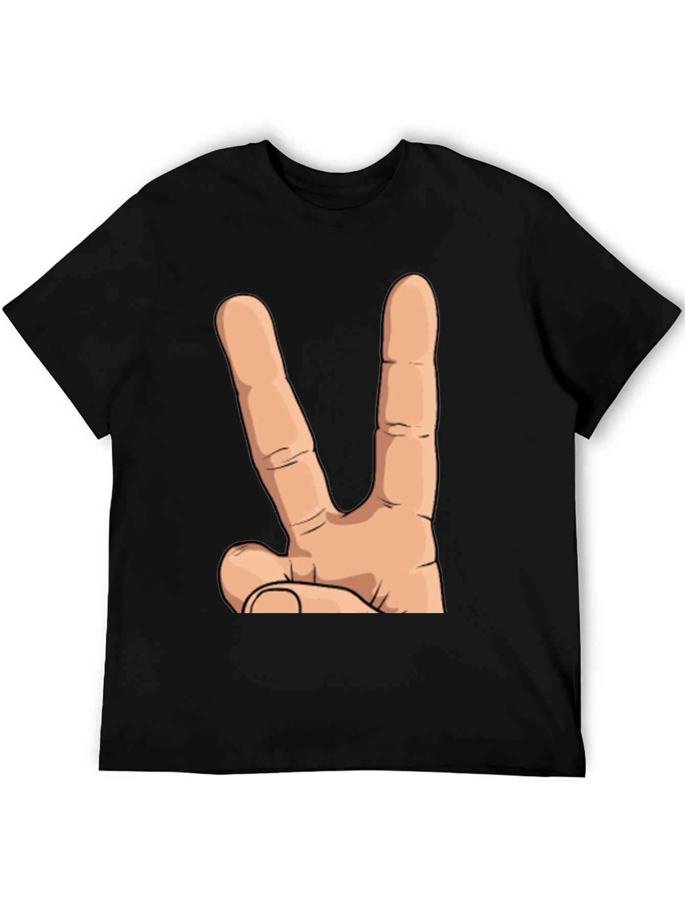 Black Peace Hand Sign Graphic T-Shirt - Unisex Cotton Tee view 5