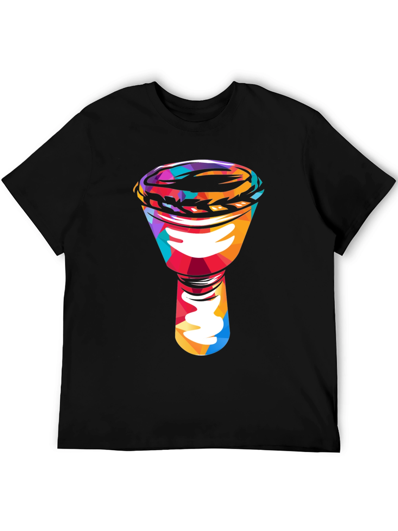 Black Colorful Darbuka Drum Graphic T-Shirt view 5