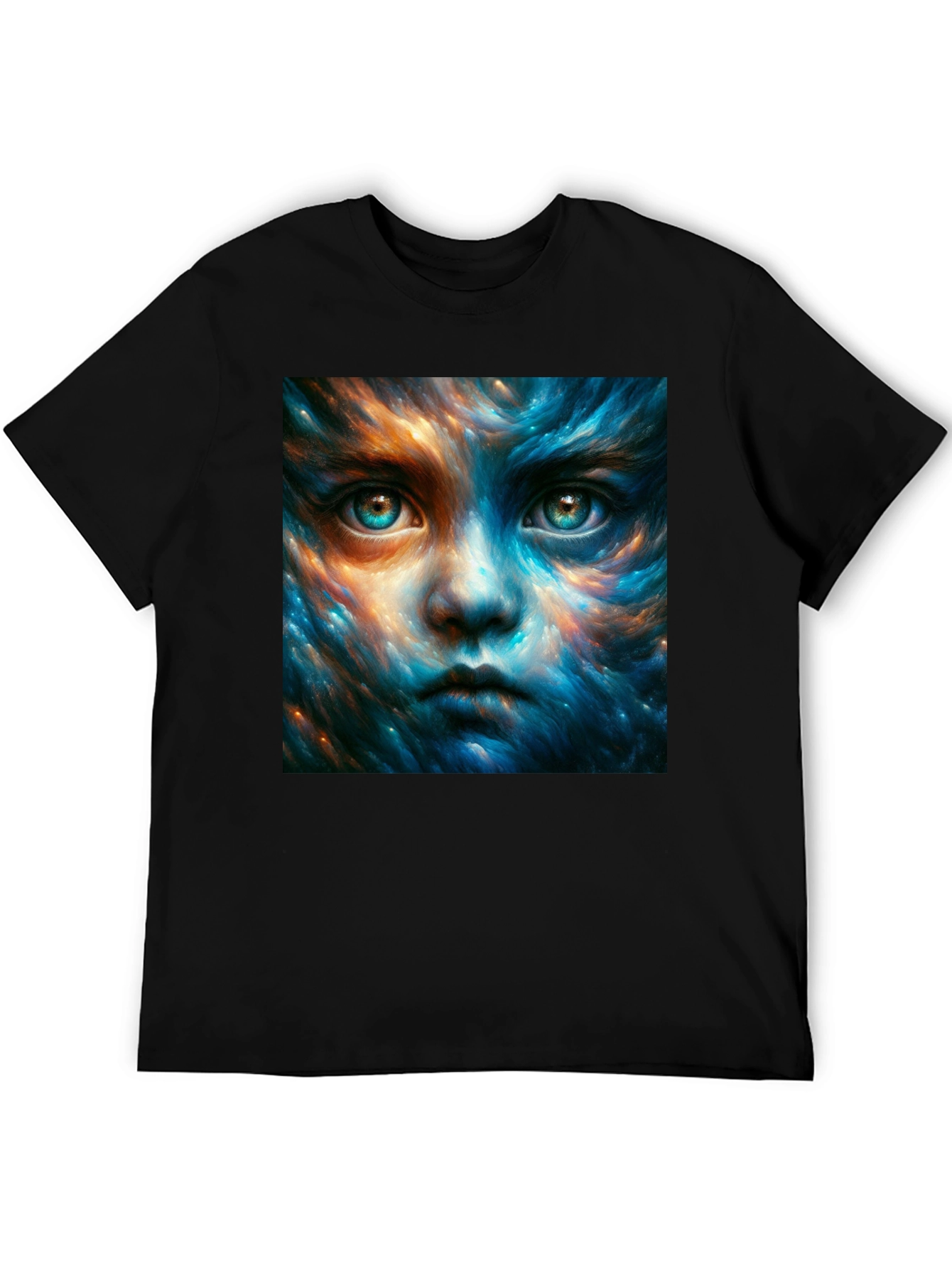 Black Mystic Face Graphic Black T-Shirt view 5
