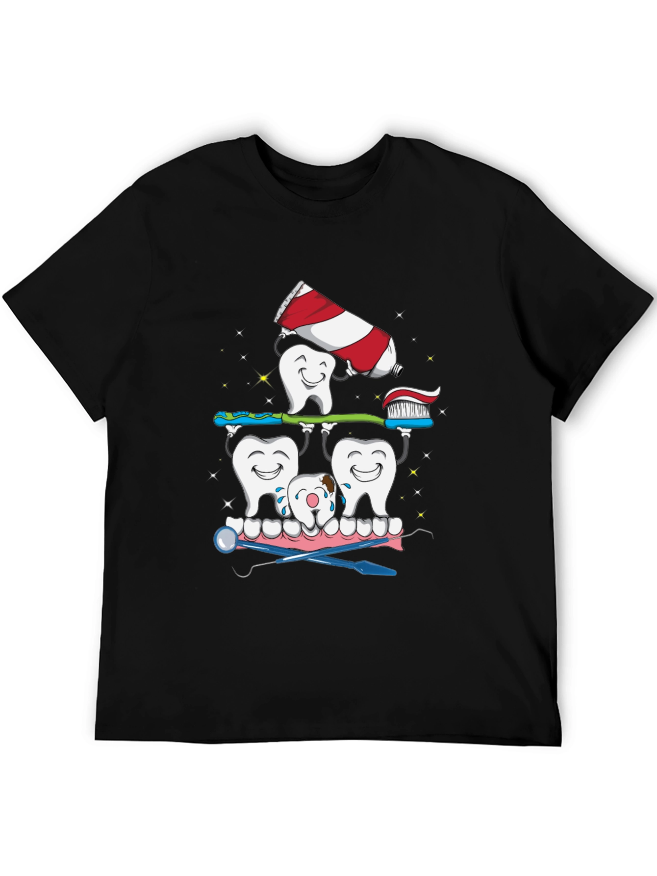 Black Dental Cartoon T-Shirt view 5
