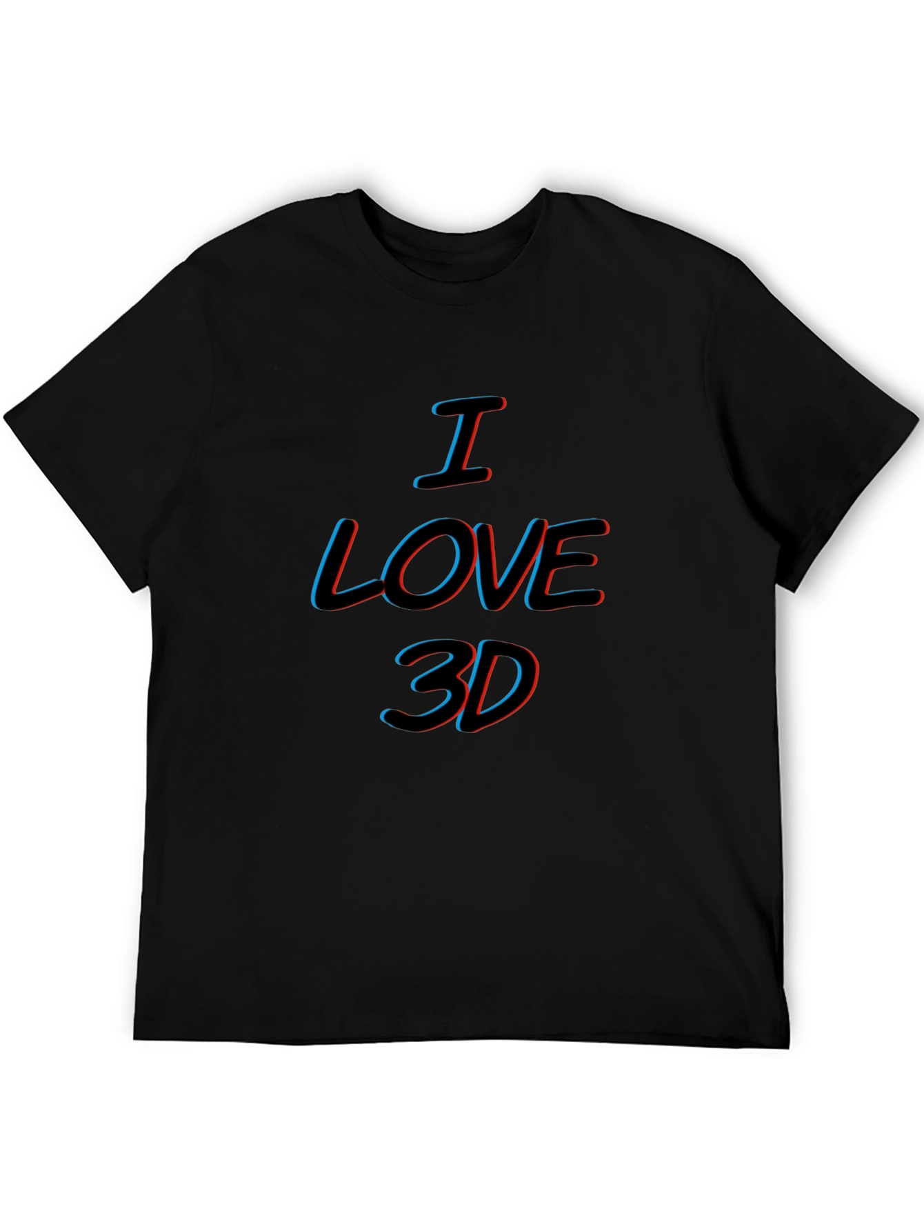 Black I Love 3D Black T-Shirt view 5