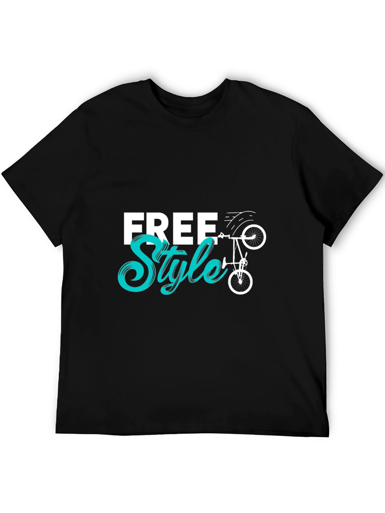 Black Freestyle Bike Graphic Tee - Cool Black Cotton T-Shirt view 5