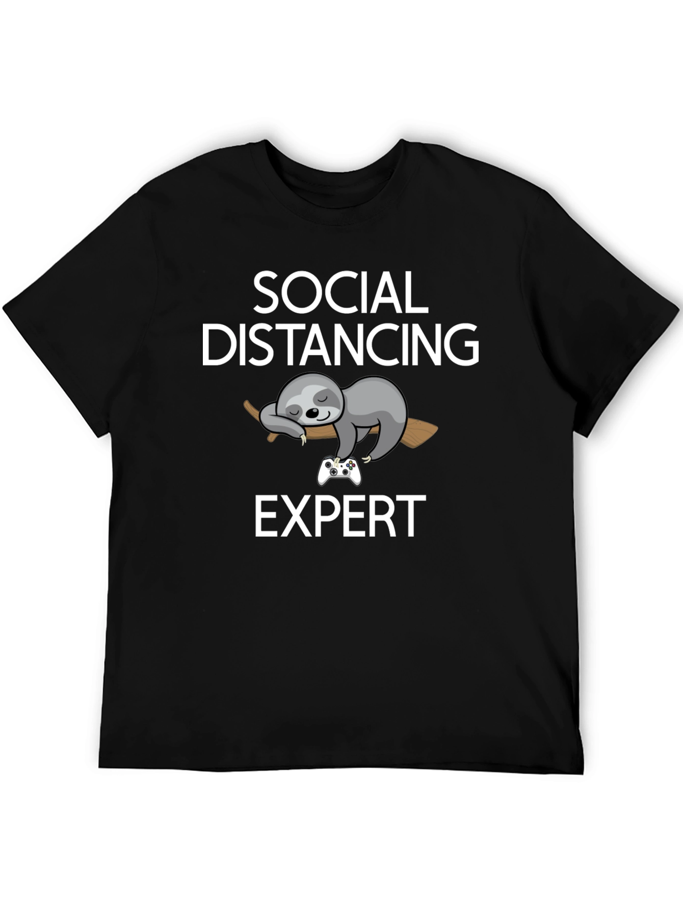 Black Social Distancing Expert Sloth Graphic Tee view 5