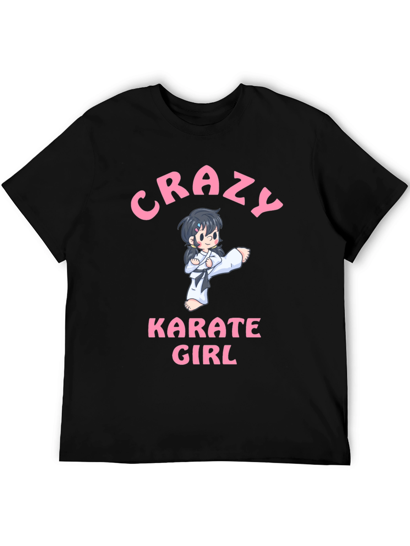 Black Crazy Karate Girl Black T-Shirt view 5