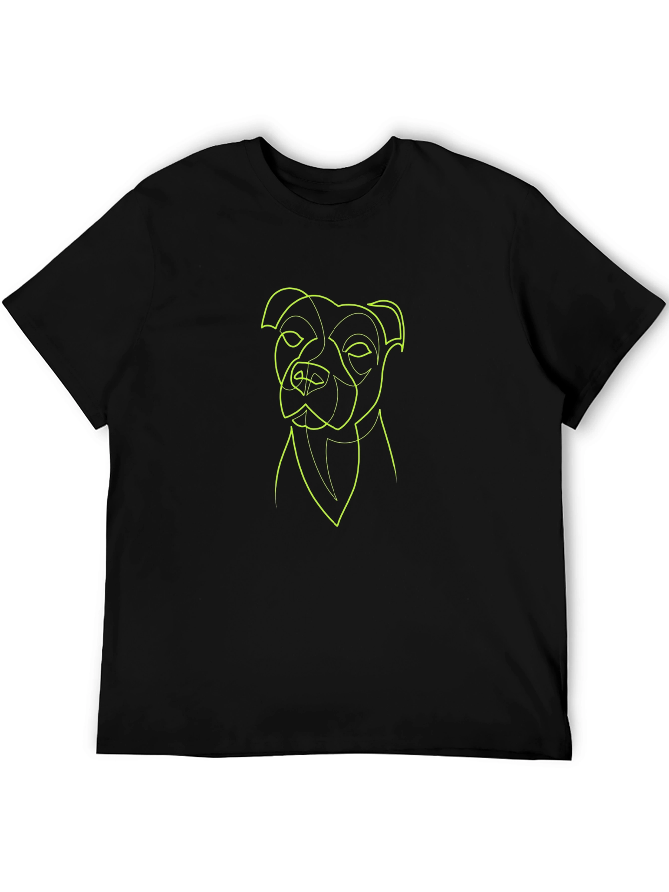 Black Minimalist Dog Line Art Tee - Black Cotton Blend view 5