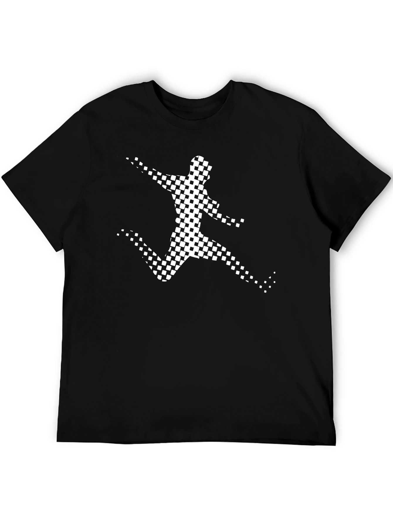 Black Checkered Runner Graphic Tee - Black Cotton view 5