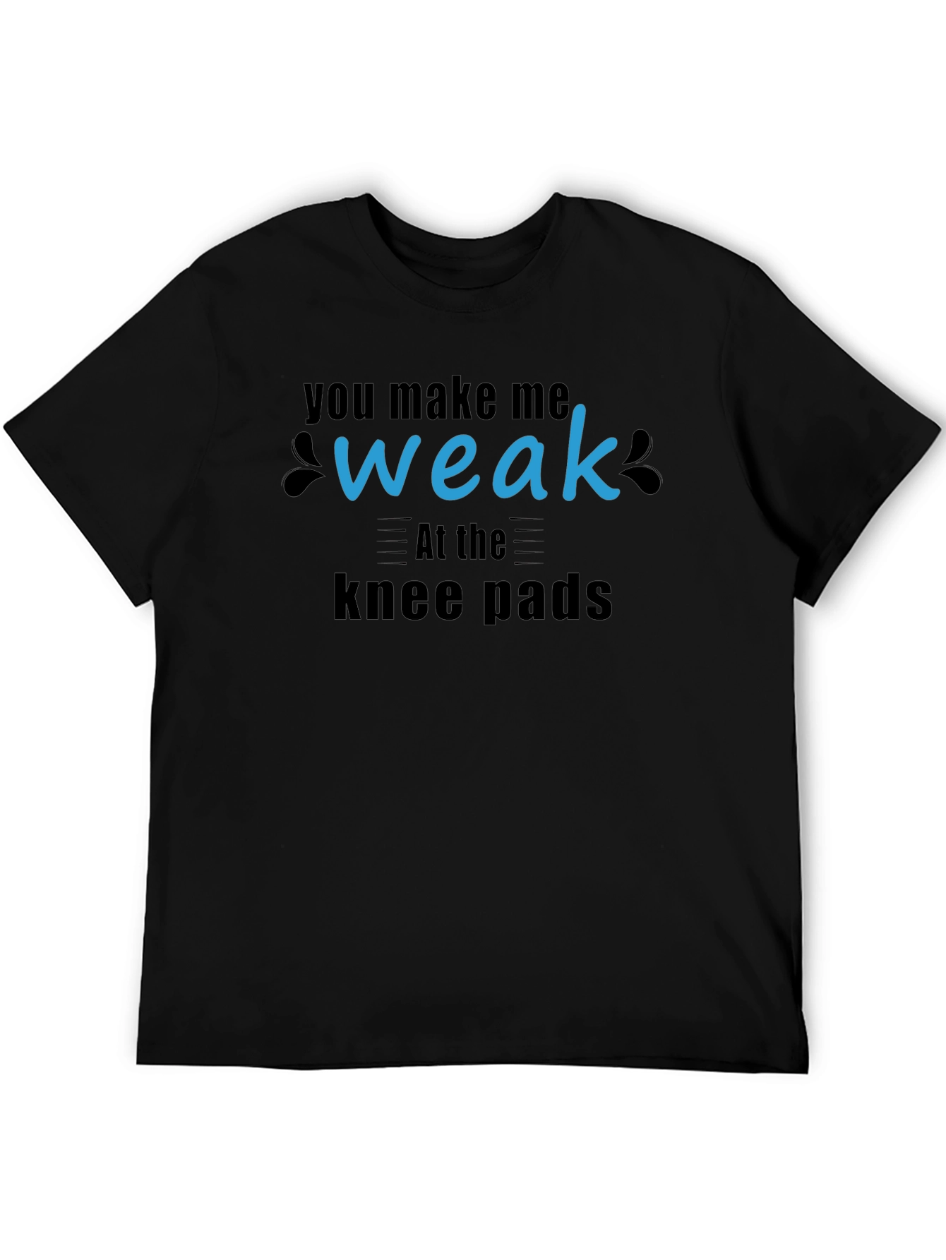 Black Humorous "Weak at the Knee Pads" Graphic Tee view 5
