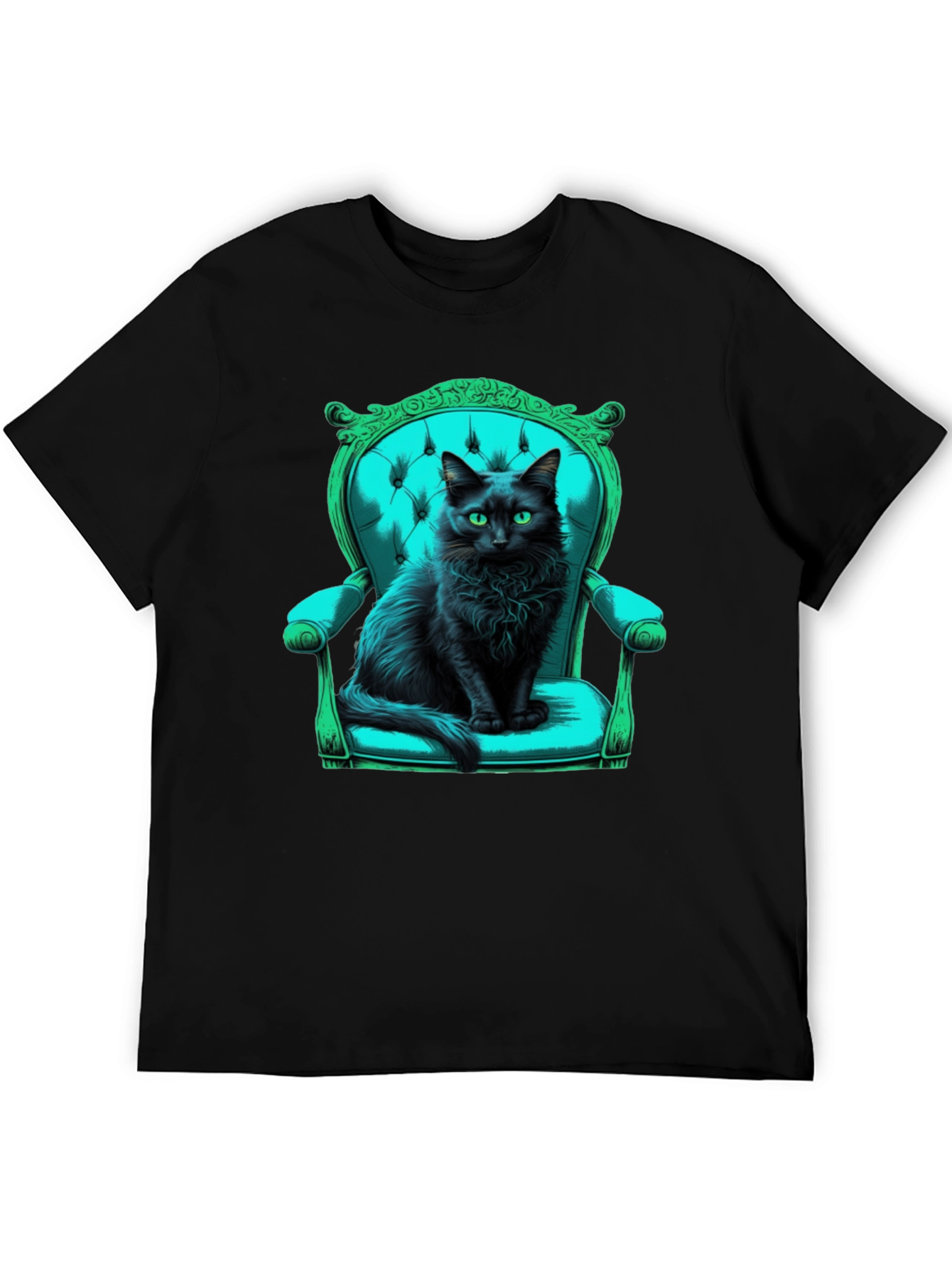 Black Black Cat in Chair Graphic Tee view 5