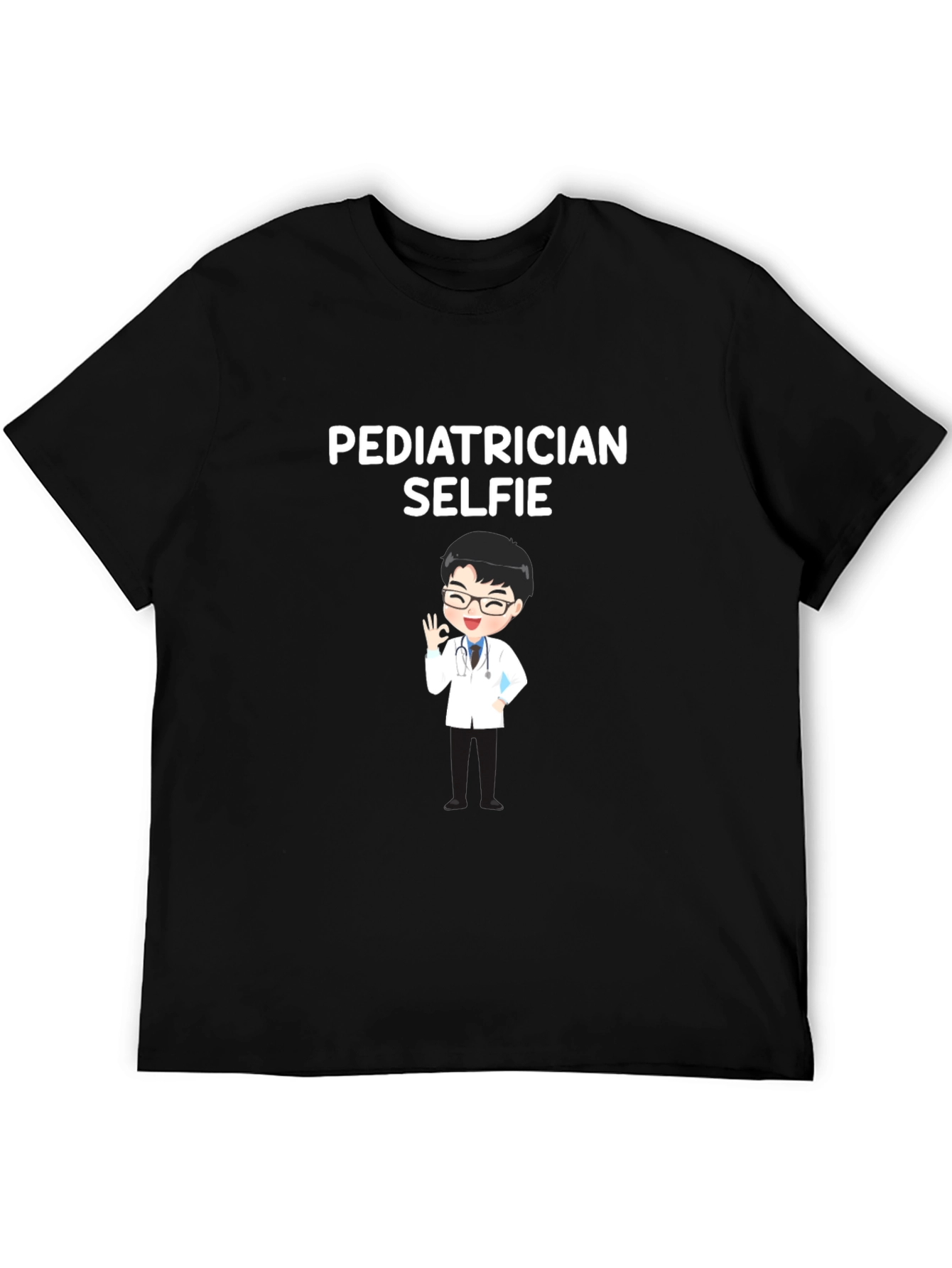 Black Pediatrician Selfie T-Shirt - Black view 5