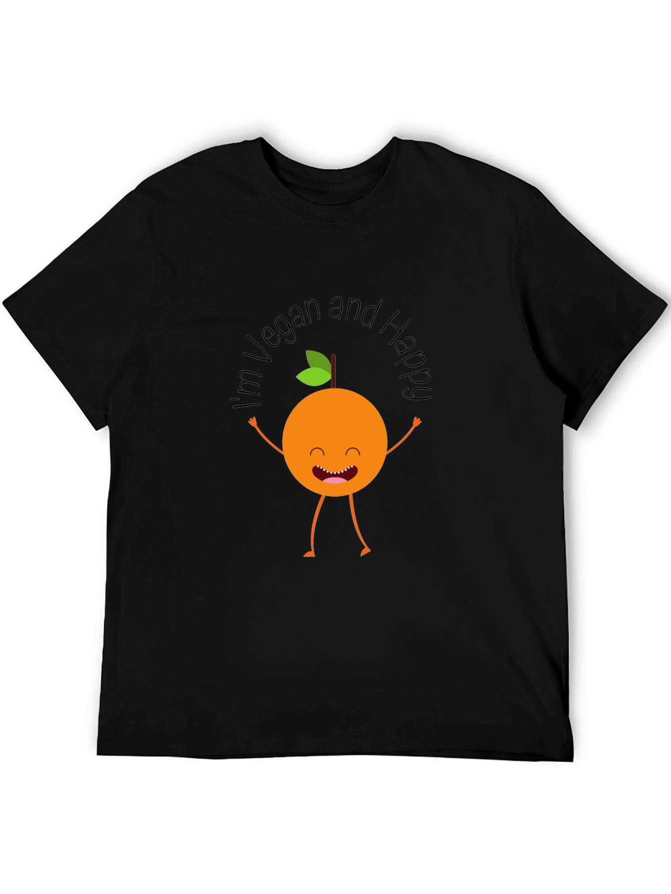 Black Vegan & Happy Graphic Tee - Black view 5