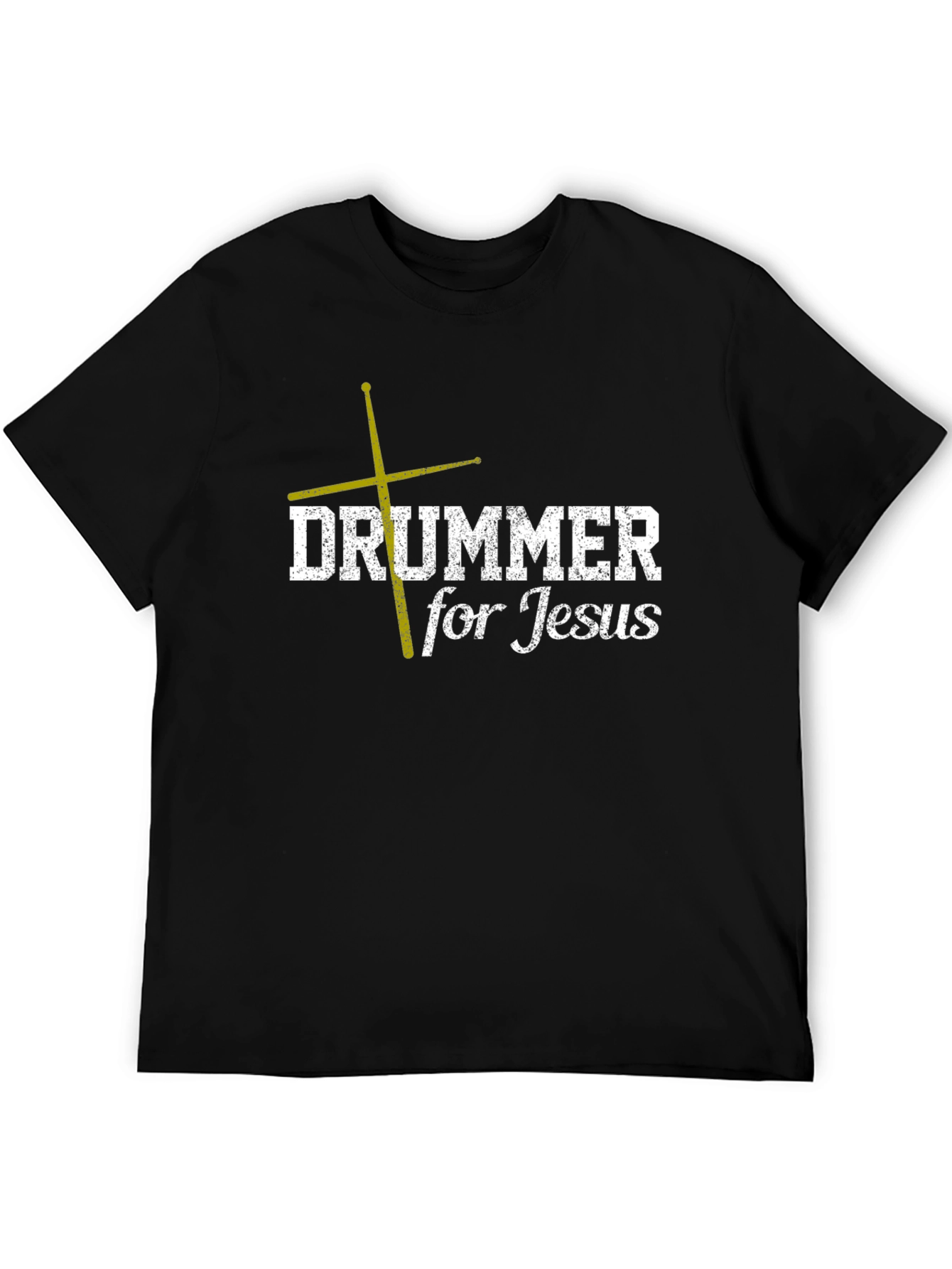 Black Drummer for Jesus Black T-Shirt - Christian Music Apparel view 5