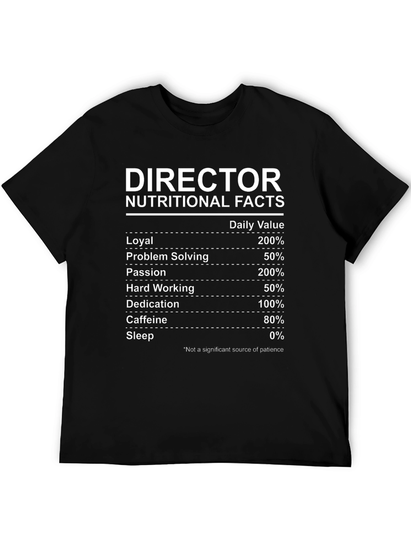 Black Director Nutritional Facts Funny T-Shirt view 5