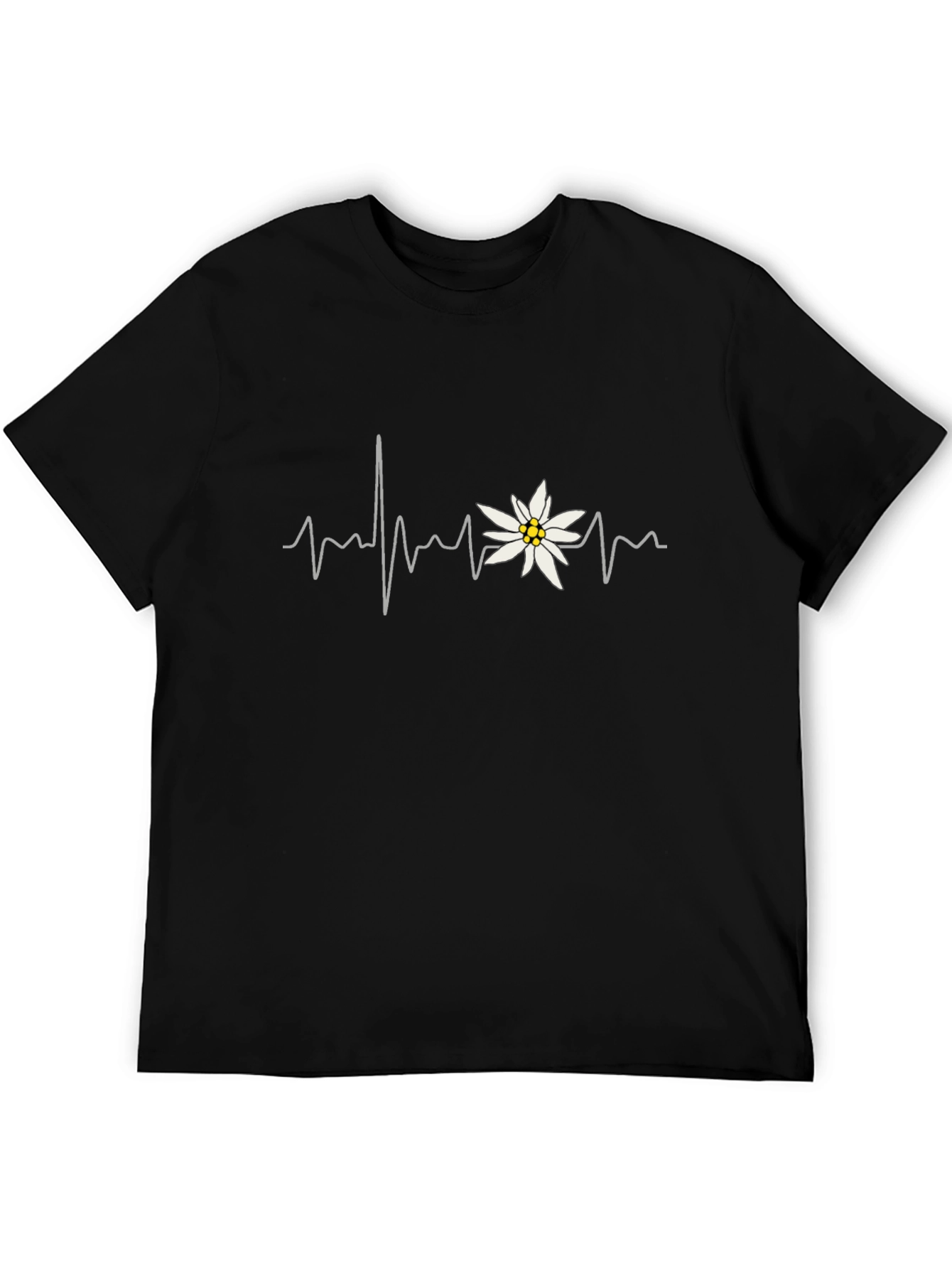 Black Edelweiss Heartbeat Tee - Black Cotton Blend Shirt view 5