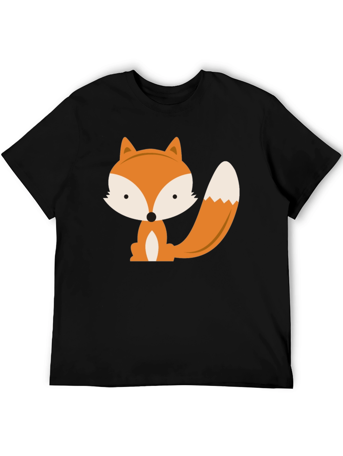 Black Cute Fox Graphic Tee - Black Unisex T-Shirt view 5