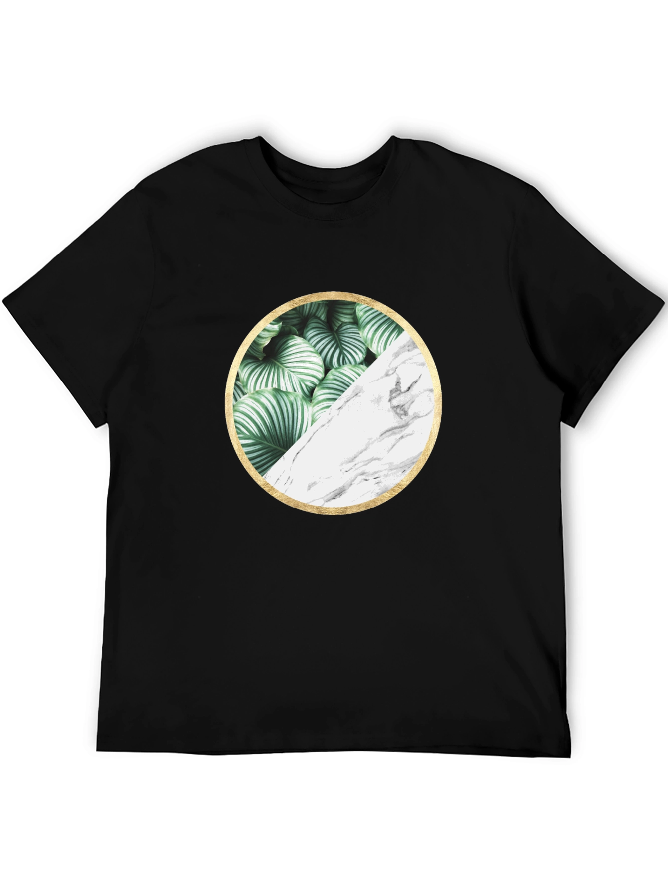 Nature Marble Circle Graphic Black Tee - 5