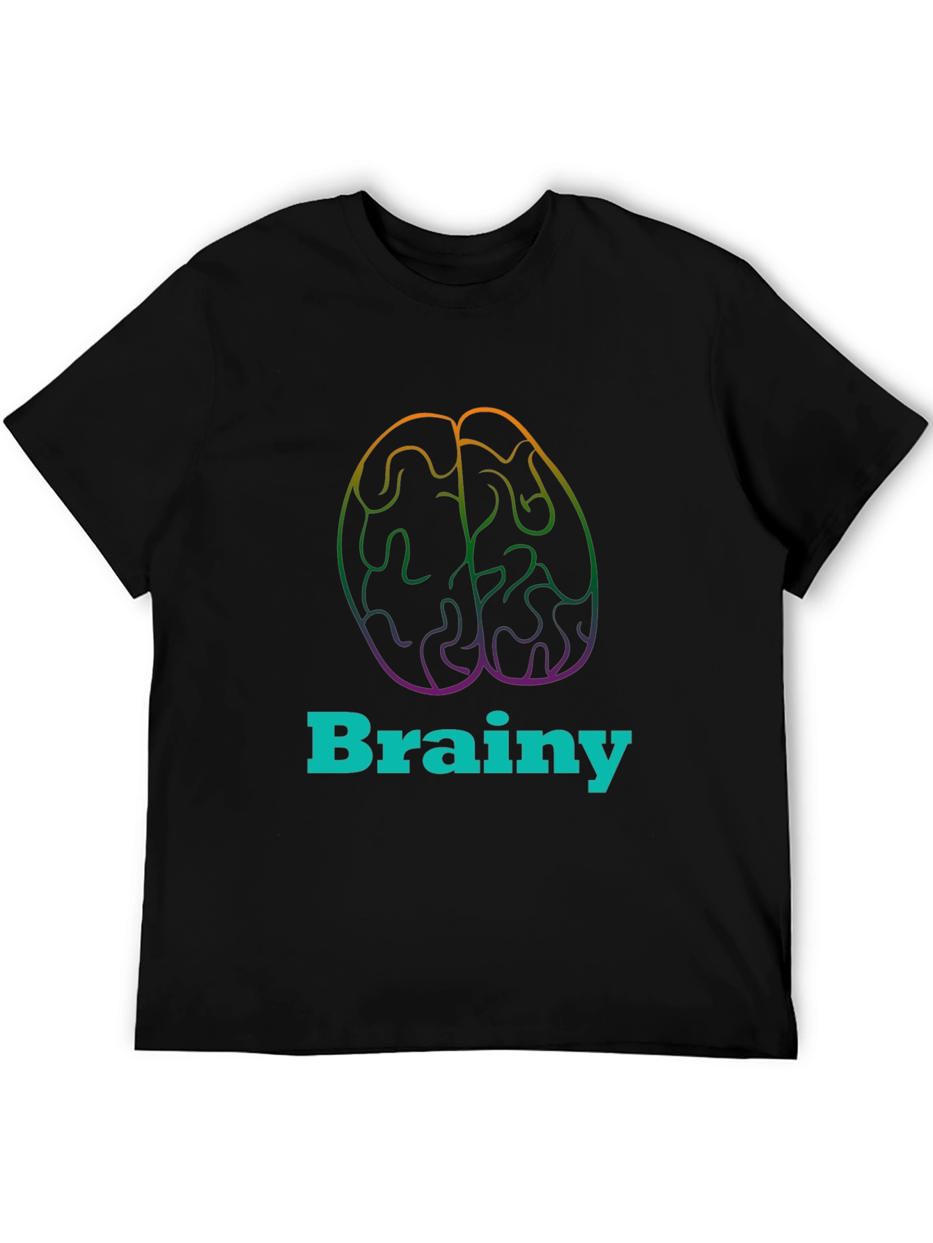 Black Brainy Tee - Colorful Brain Graphic T-Shirt view 5