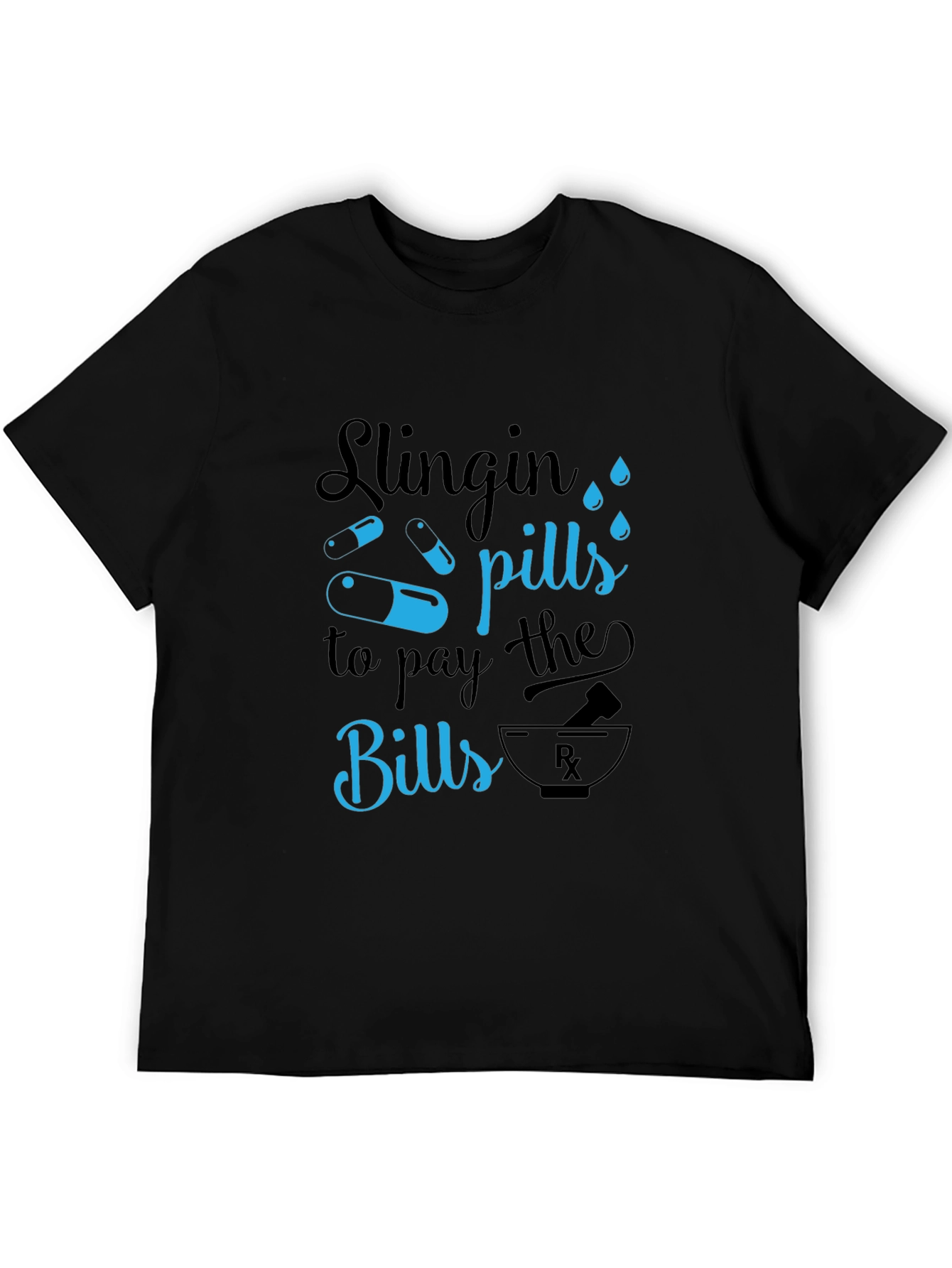 Black Slingin' Pills Graphic T-Shirt - Funny Pharmacy Tee view 5