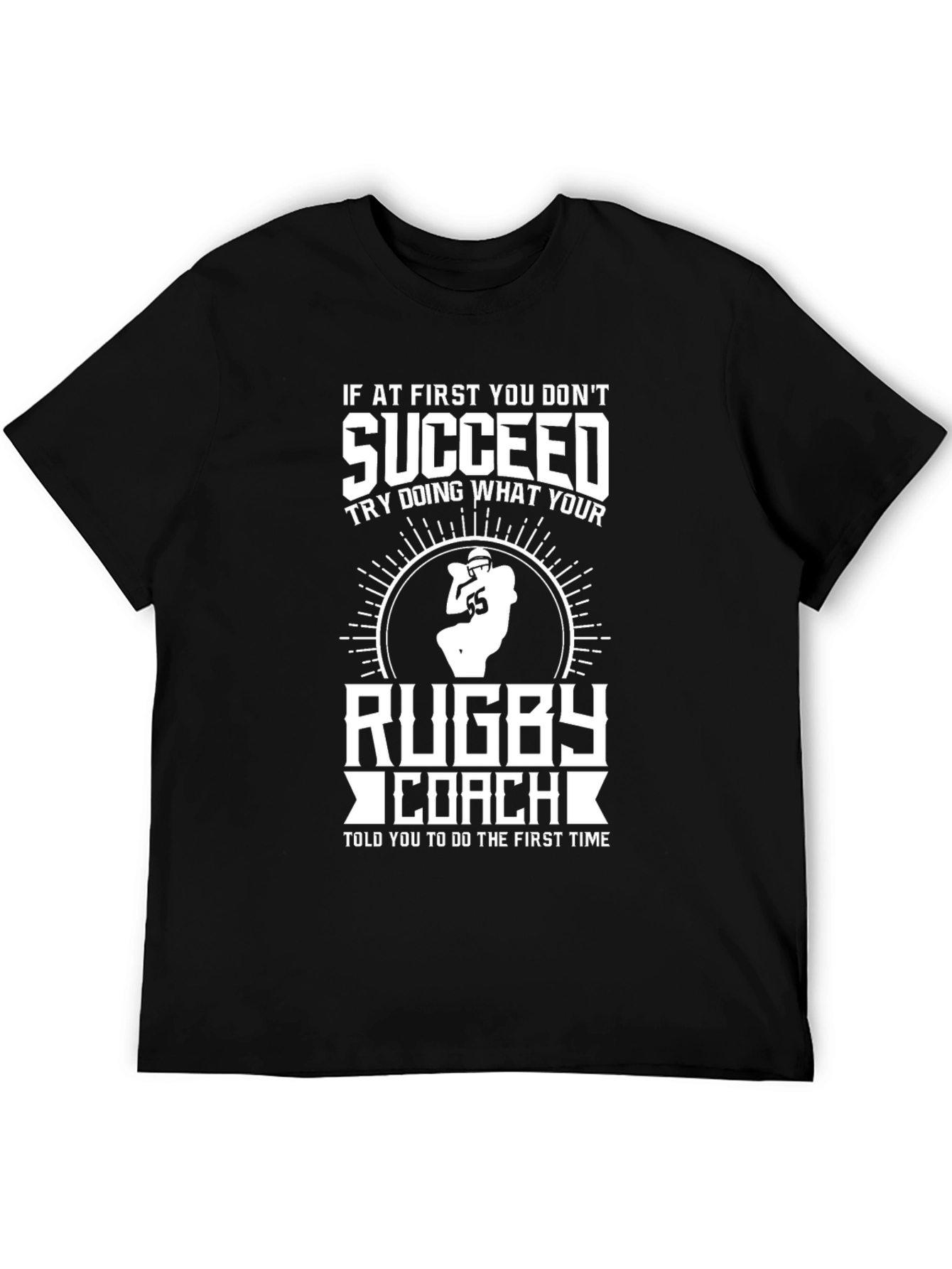 Black Rugby Coach T-Shirt - Funny Sports Tee view 5