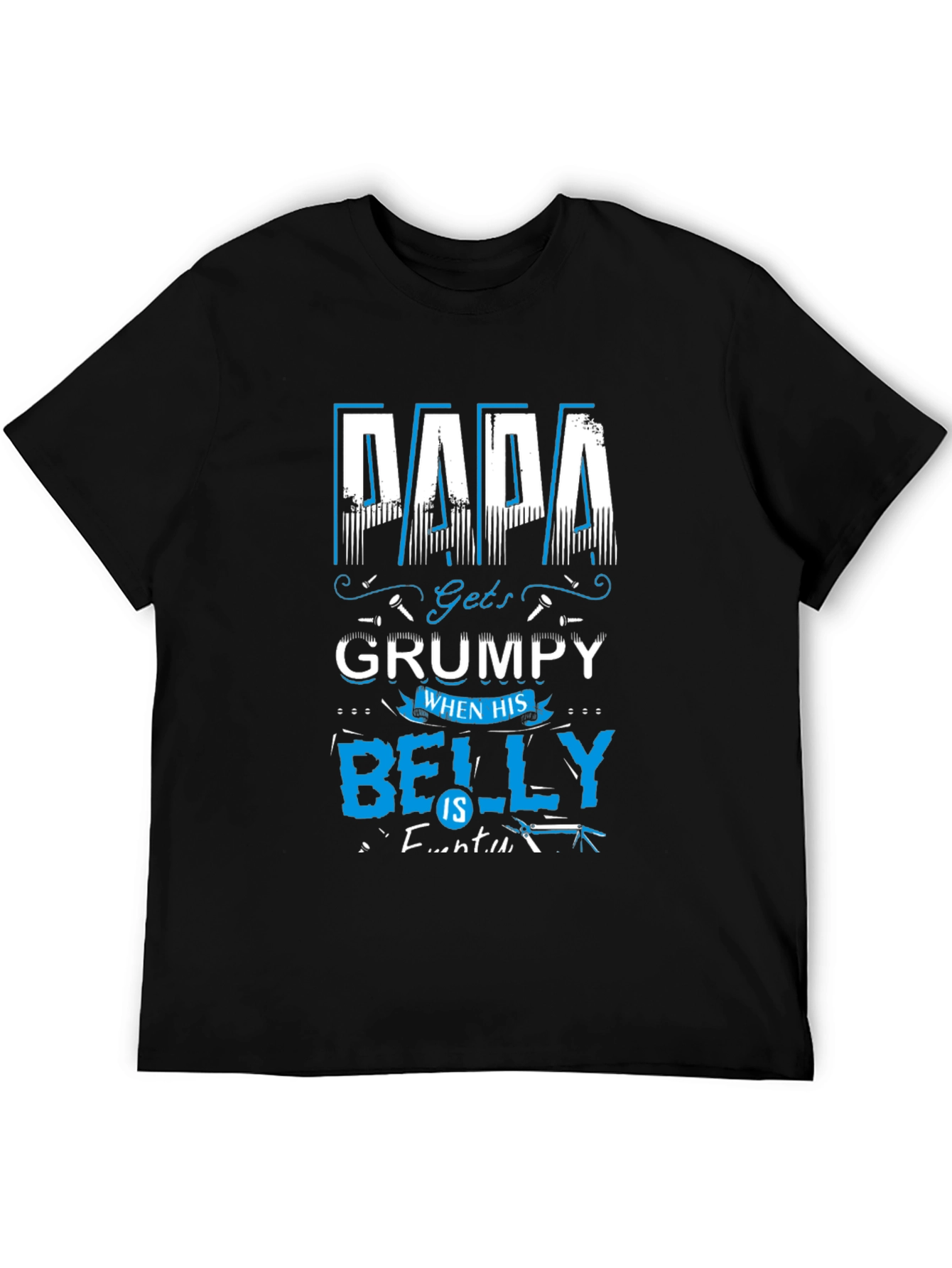 Black Papa Grumpy Belly T-Shirt - Humorous Dad Tee view 5