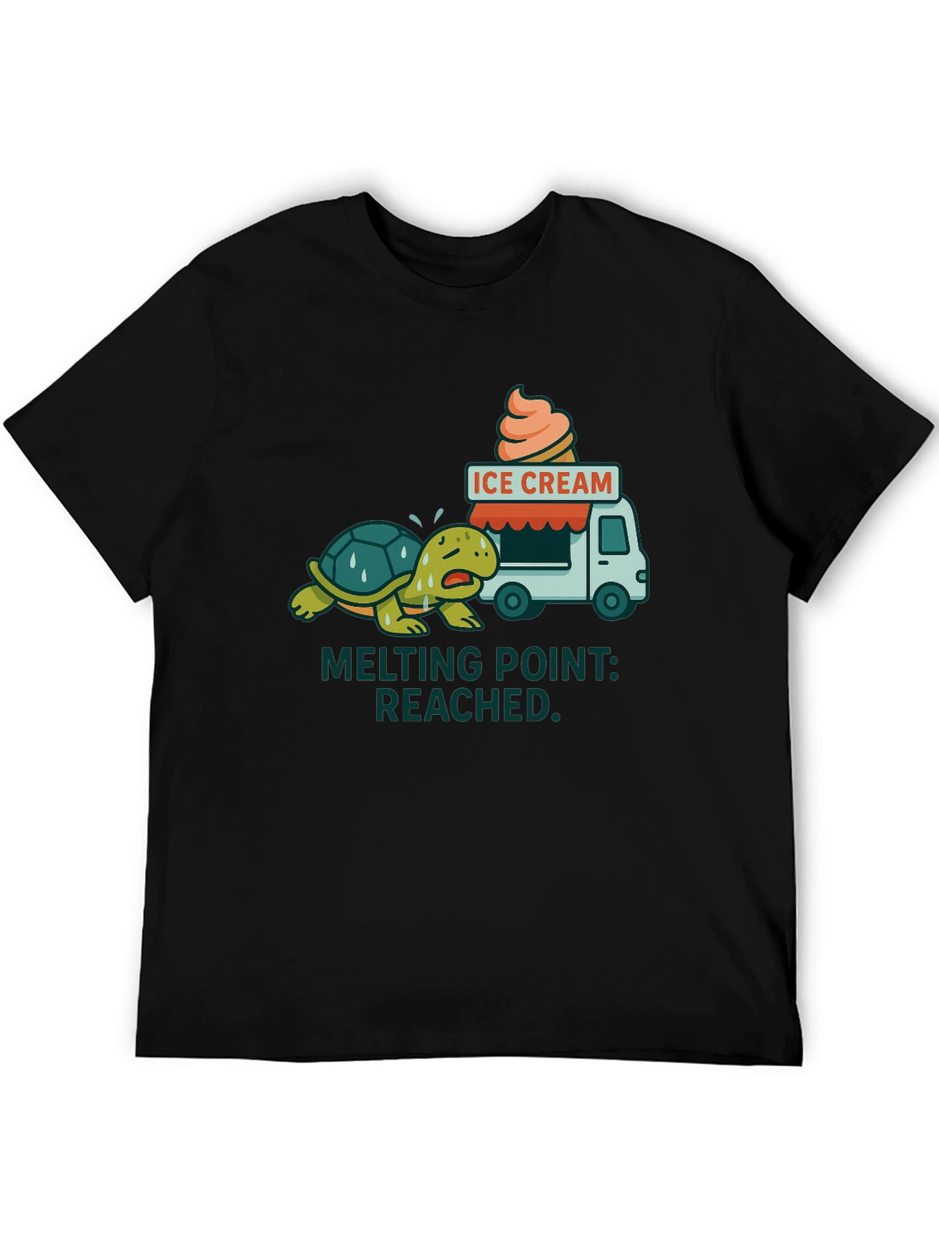 Black Melting Point Reached Turtle Ice Cream T-Shirt view 5