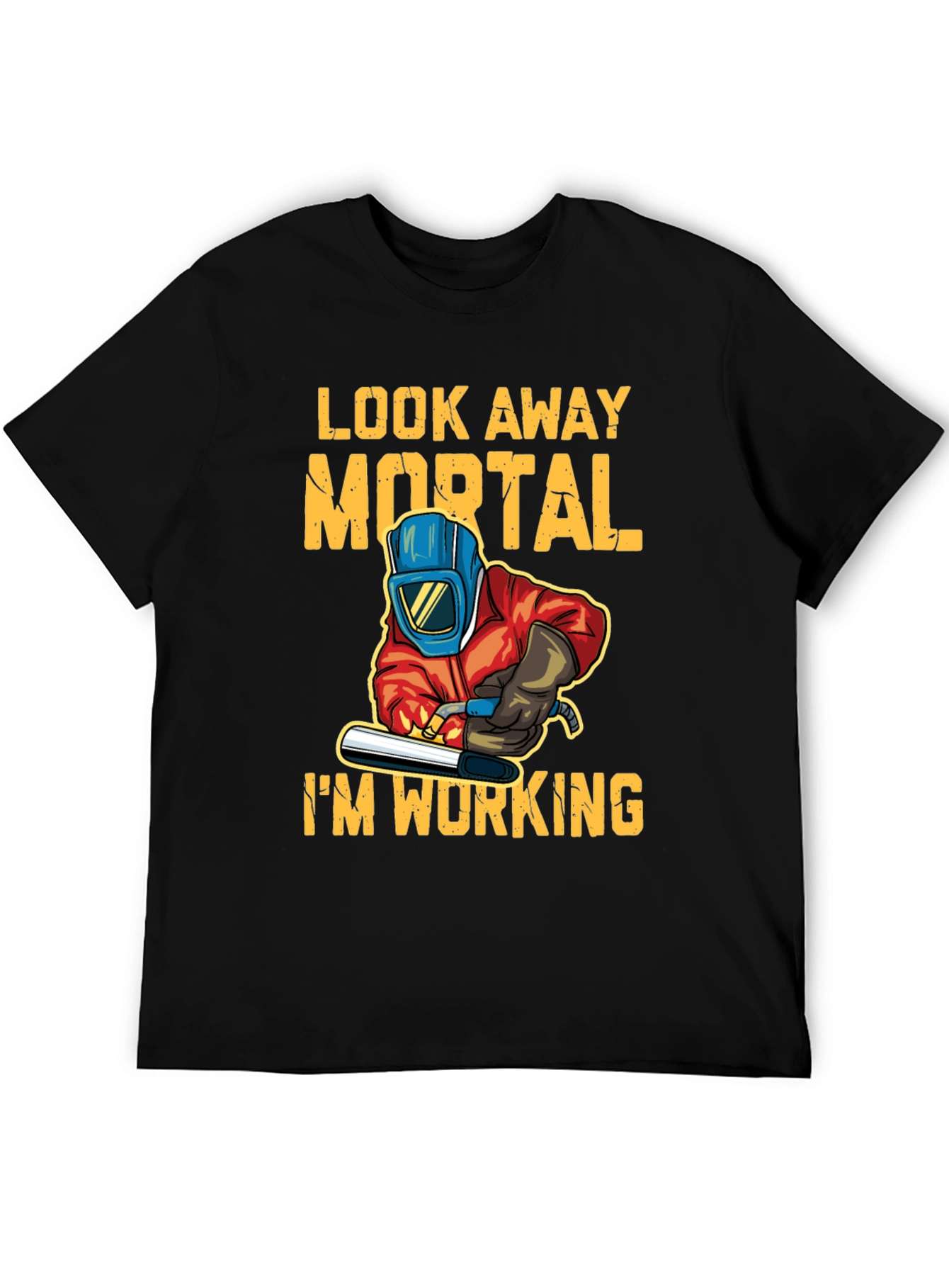 Black Look Away Mortal I'm Working T-Shirt view 5