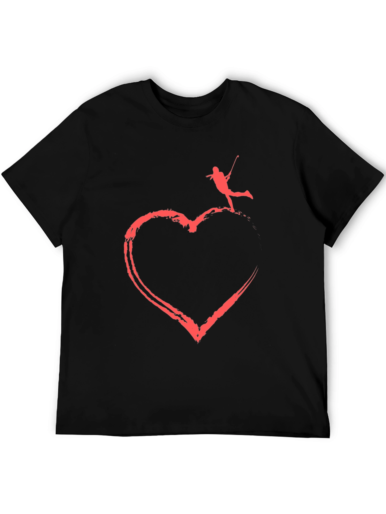 Black Golfer Heart Graphic Tee - Stylish Cotton T-Shirt view 5