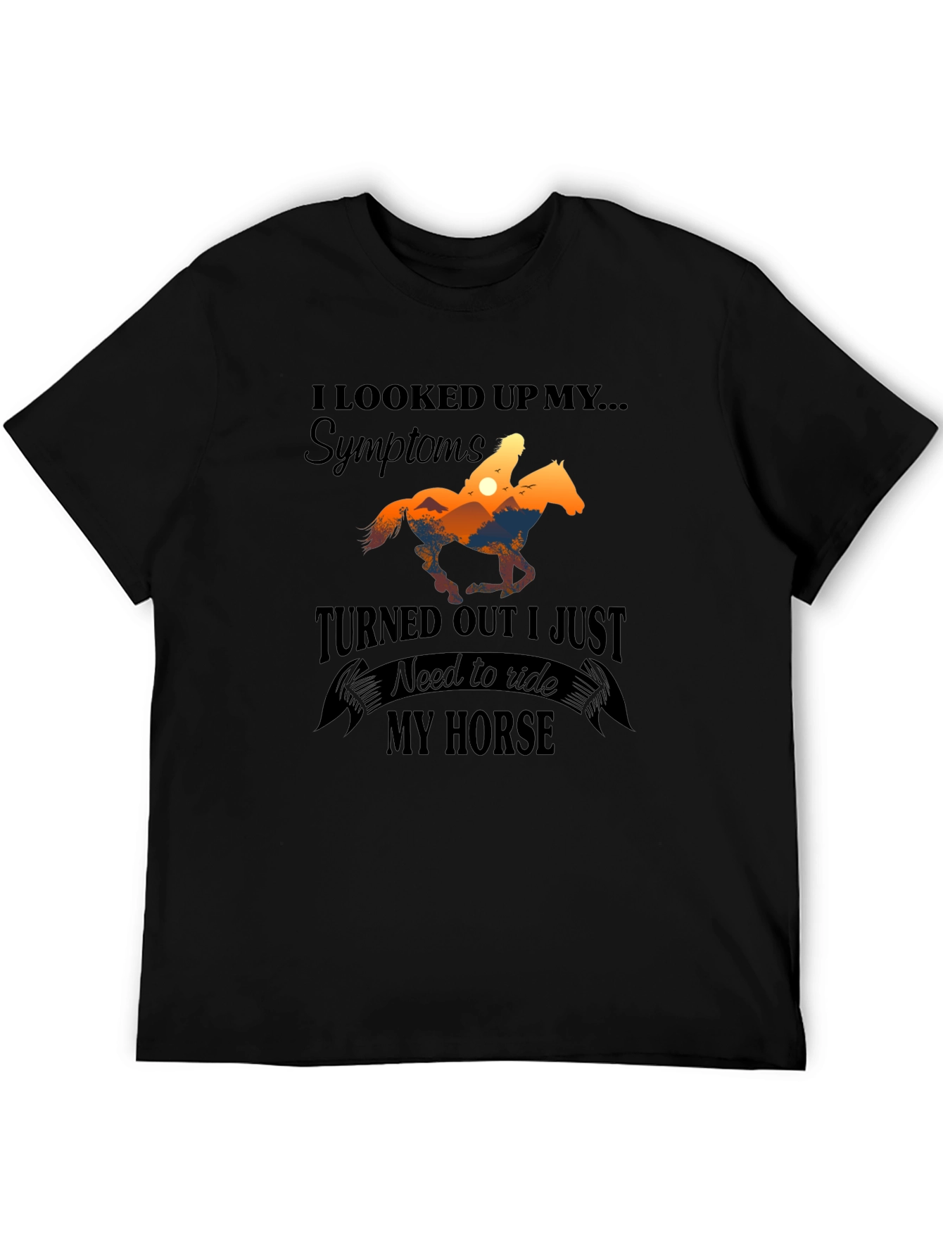 Black Funny Horse Riding T-Shirt - Need to Ride My Horse Tee view 5