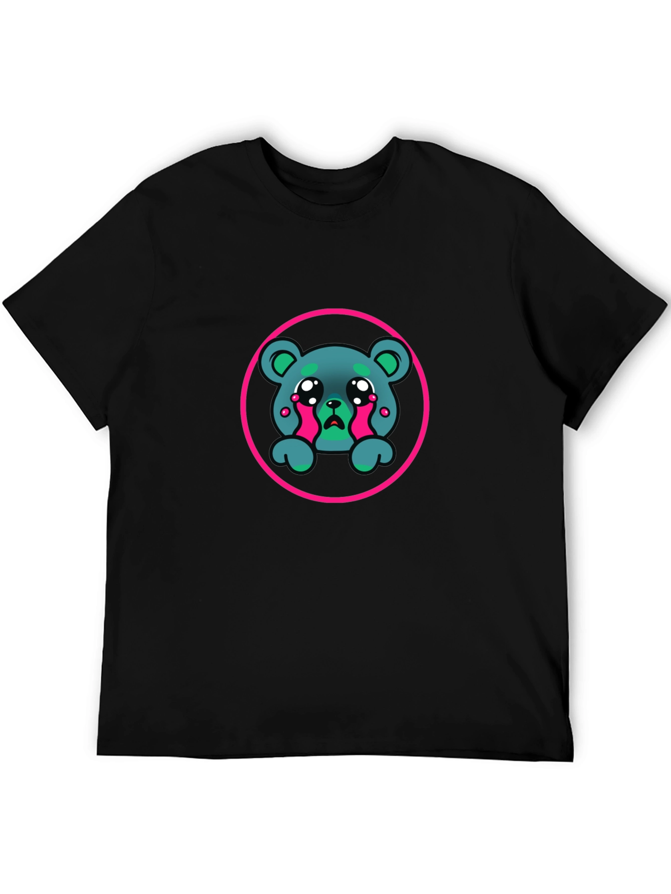 Black Sad Bear Graphic Black T-Shirt view 5