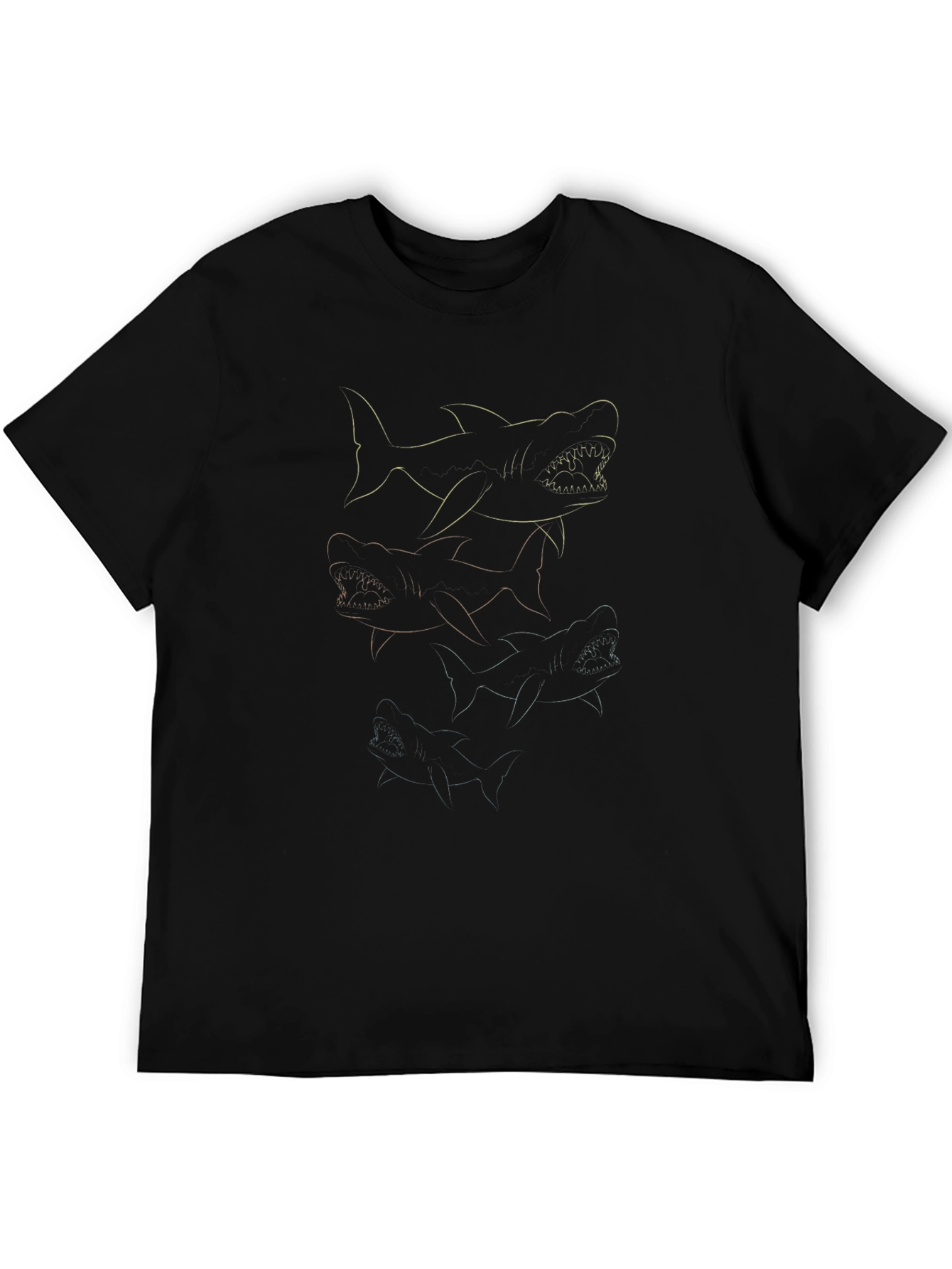 Black Shark Graphic Tee - Black Cotton Casual T-Shirt view 5