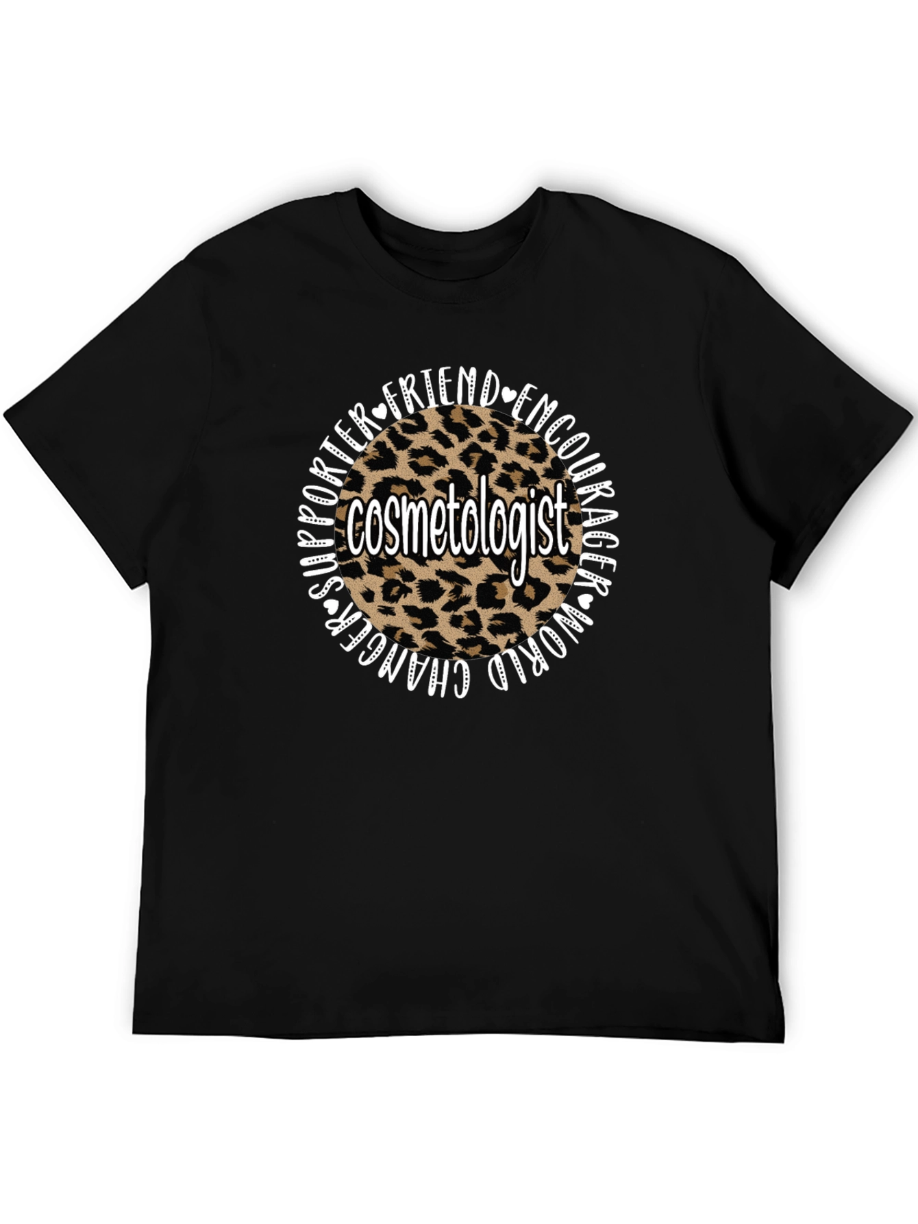 Black Cosmetologist Leopard Print Graphic T-Shirt view 5