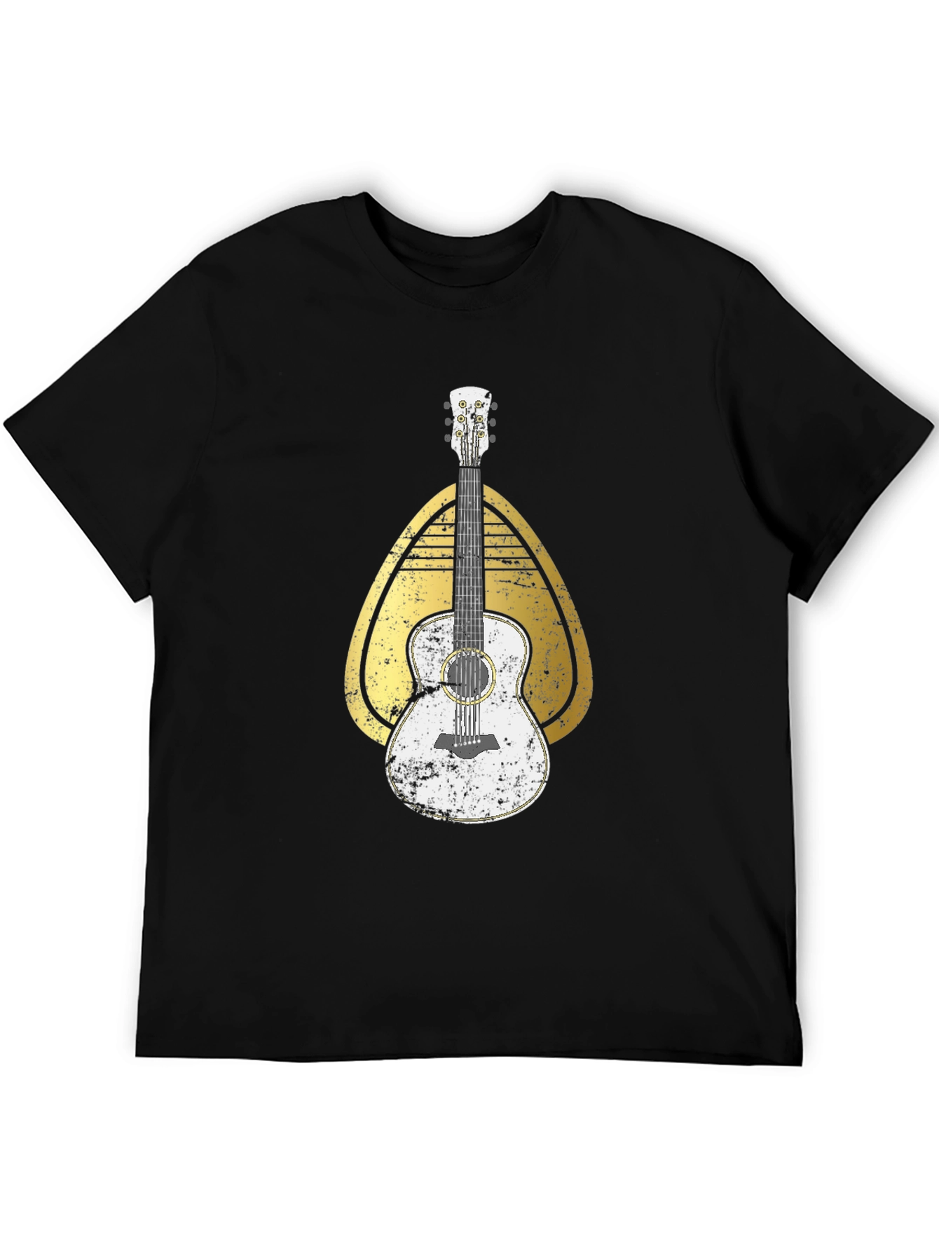 Black Guitar Graphic Tee - Retro Style Music Shirt view 5