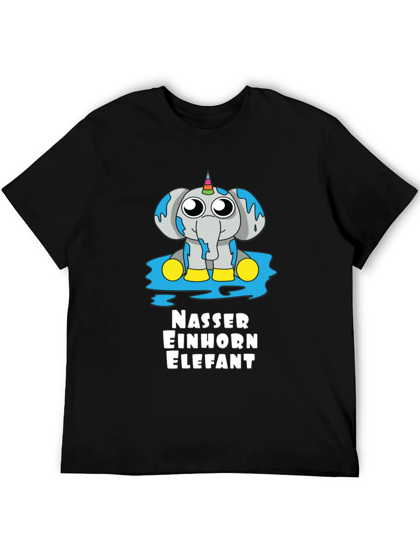 Black Funny Unicorn Elephant T-Shirt view 5
