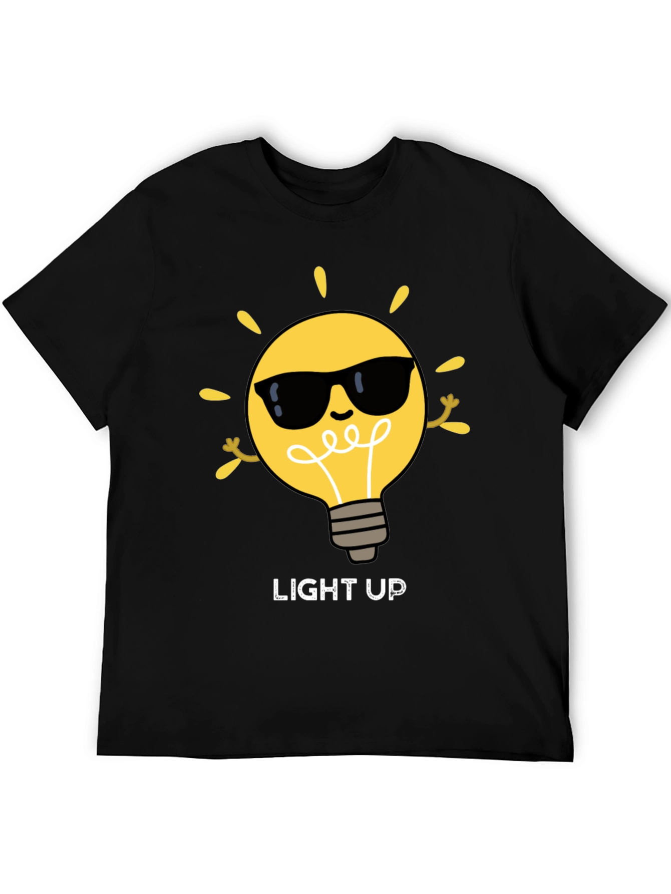 Black Light Up Graphic Tee - Cool Bulb Design view 5