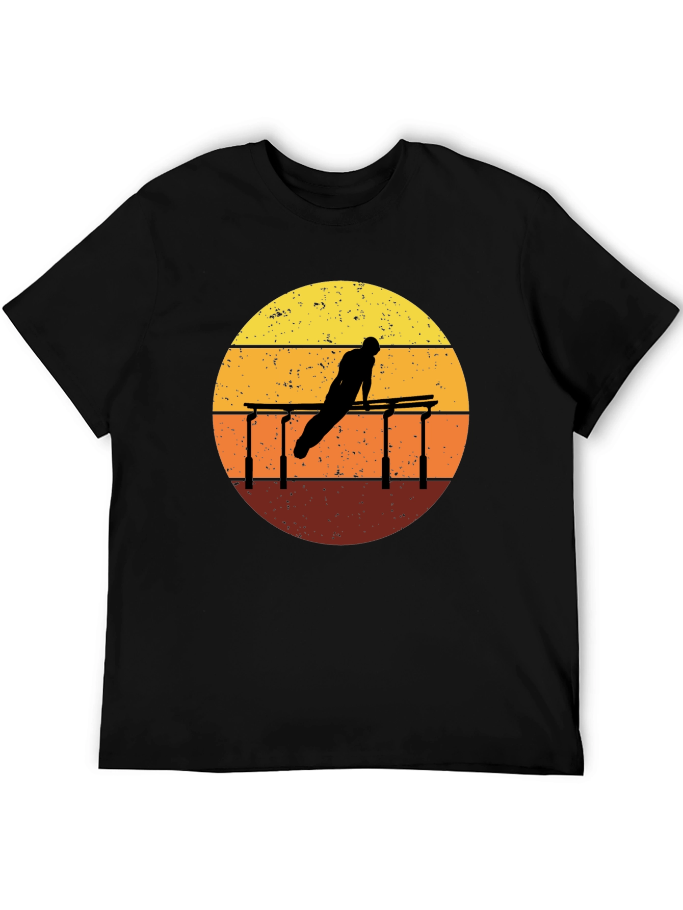 Black Gymnastics Sunset Graphic Tee - Black Cotton T-Shirt view 5