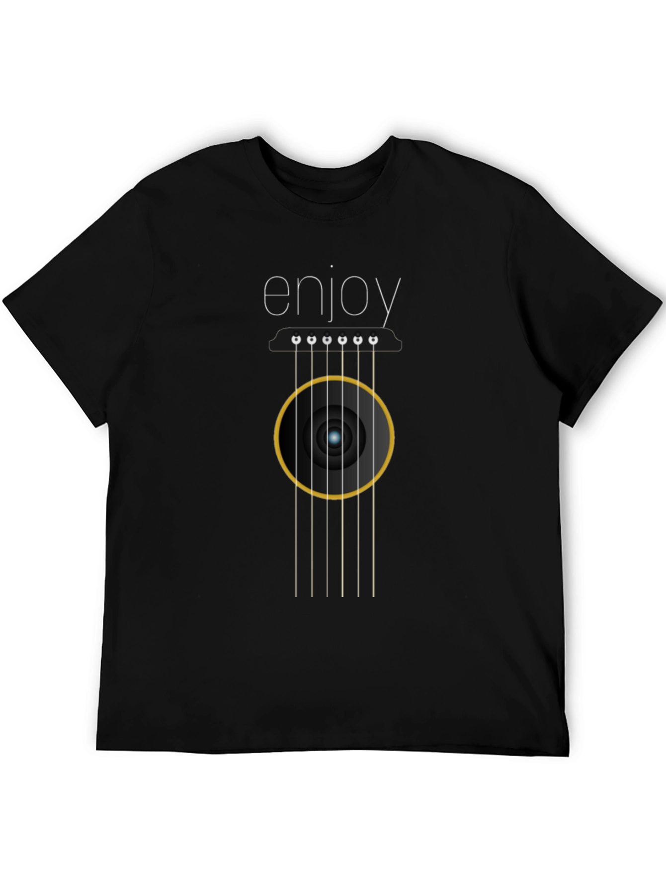 Black Enjoy Guitar Graphic Tee - Black Cotton Comfort view 5