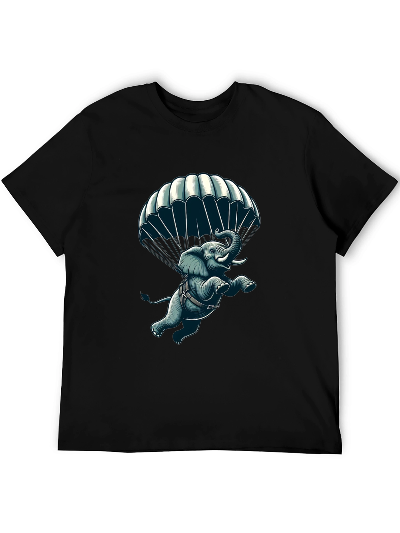 Black Parachuting Elephant Graphic Tee view 5