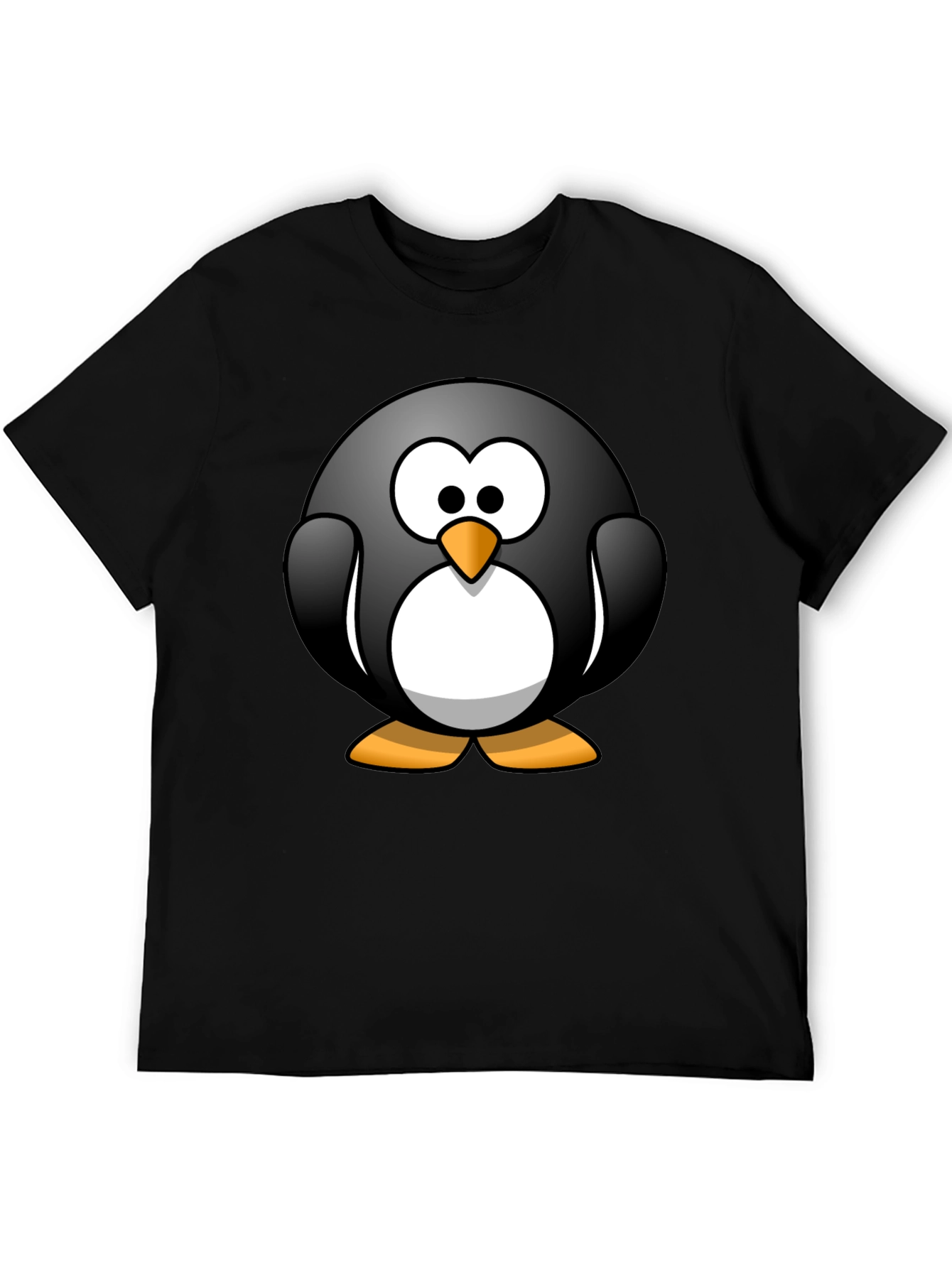 Black Cartoon Penguin Graphic Black T-Shirt view 5