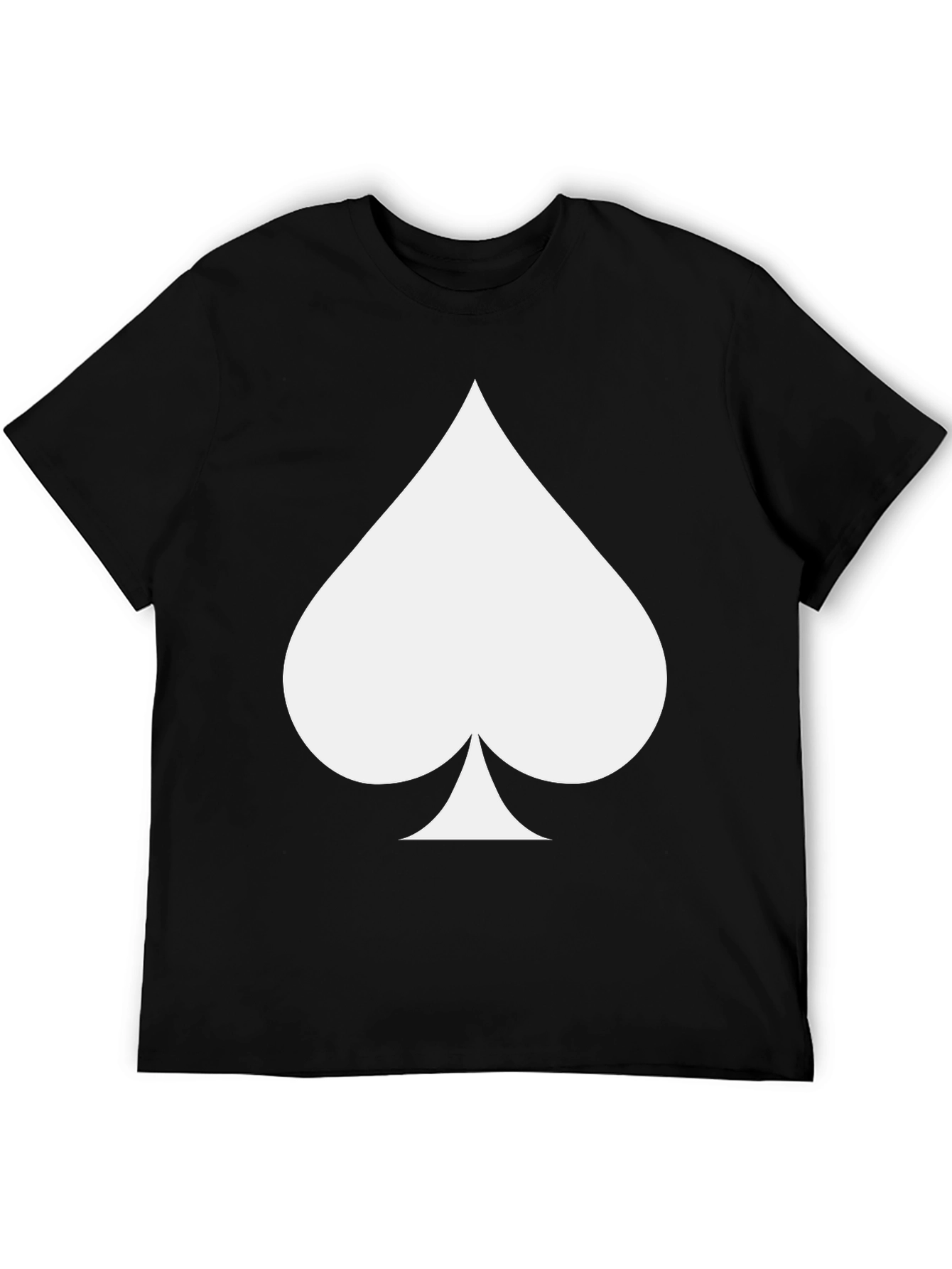 Black Men's Black T-Shirt with Spade Design view 5